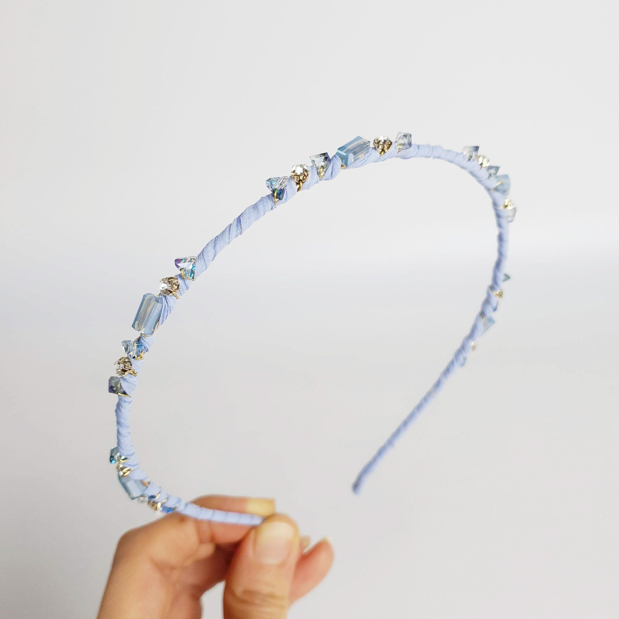 Diana Thin Headband with Crystal / Vintage Style Colorful Head Piece / Hair Accessory for Woman / Crystal Headband