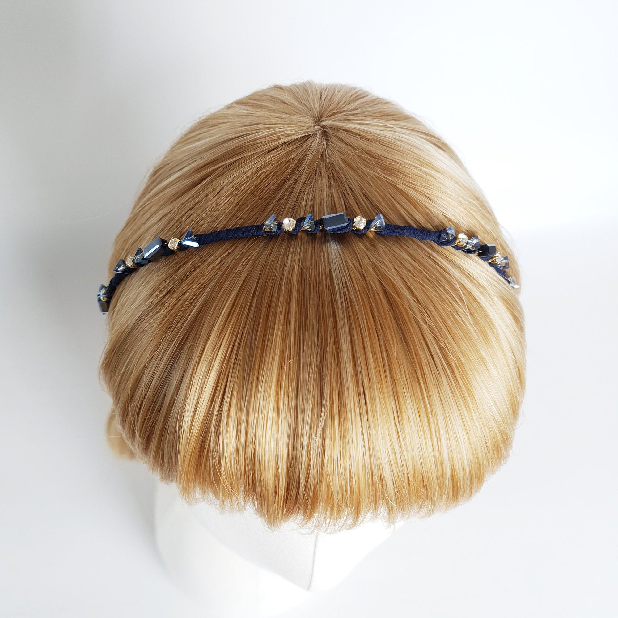 Diana Thin Headband with Crystal / Vintage Style Colorful Head Piece / Hair Accessory for Woman / Crystal Headband