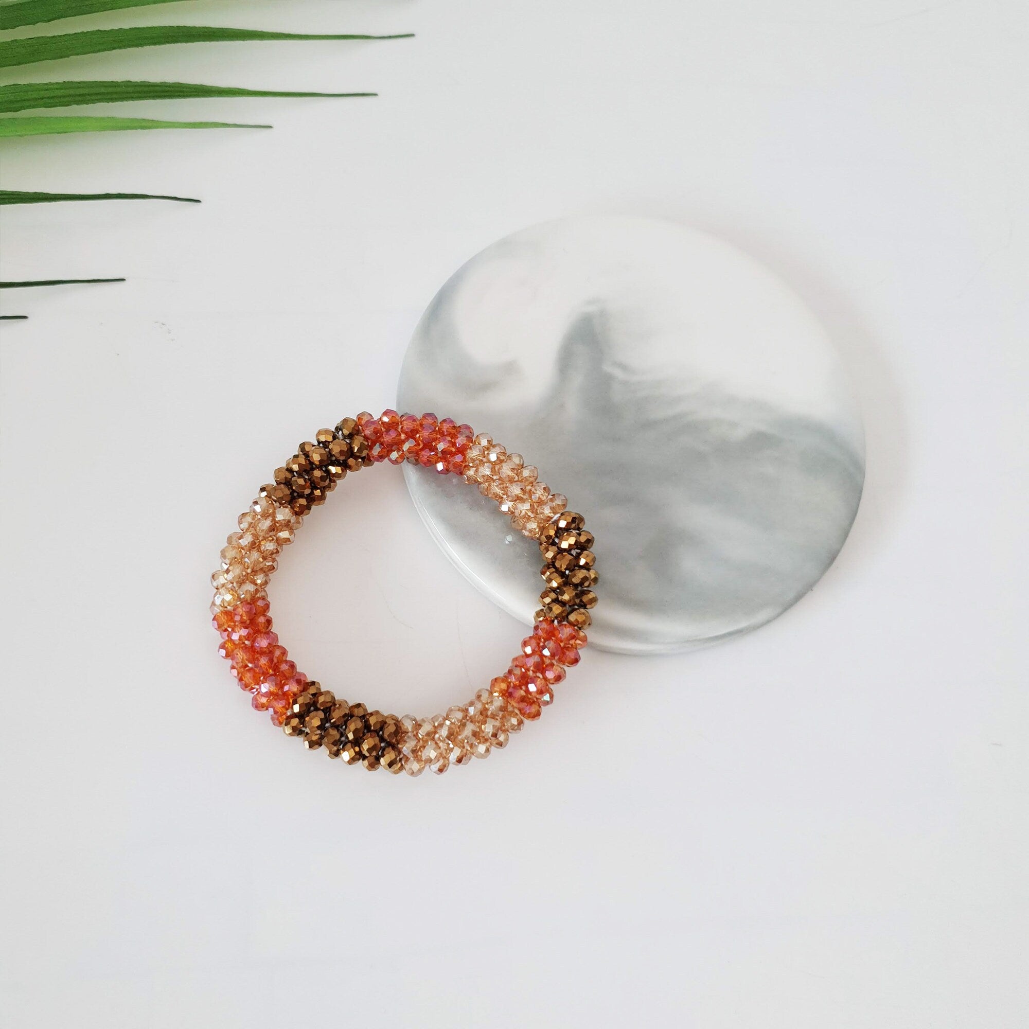 Twinkle Glass Beads Ponytail Holder / Rope Ring Hair Tie / Hair Accessory for Woman