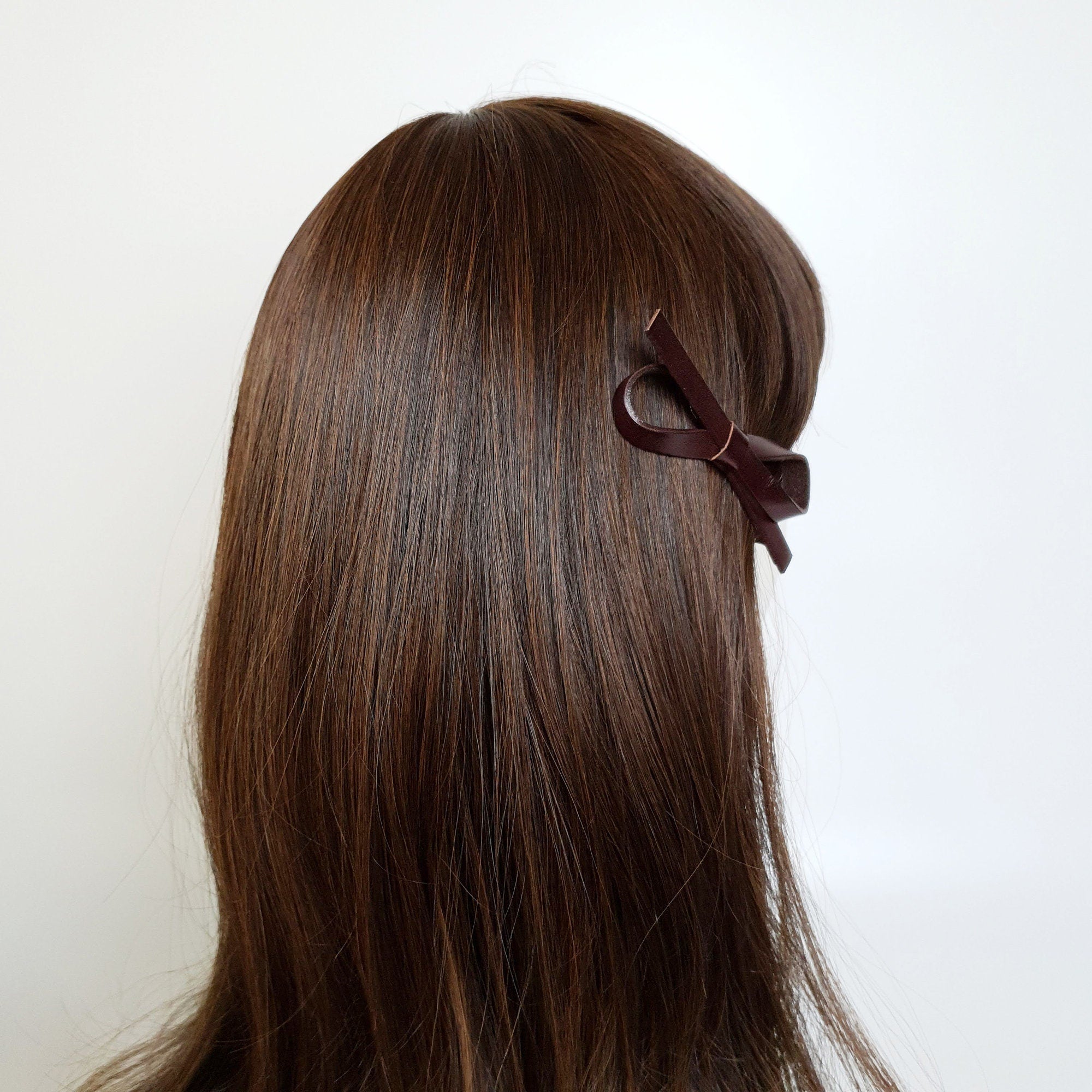 Simple Ribbon Real Leather Hair Clip / Cute Alligator Hair Clip / Hair Accessory for Woman
