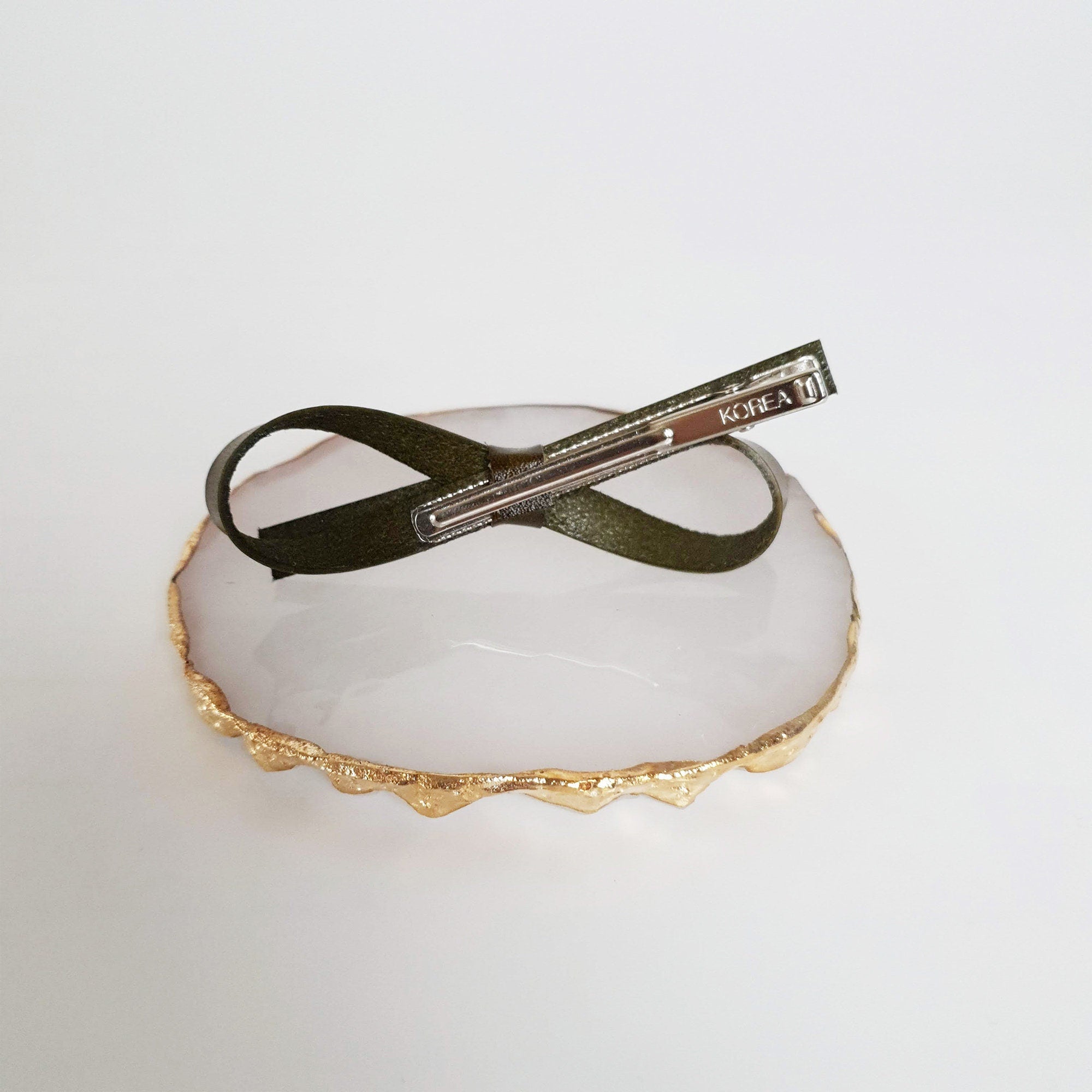 Simple Ribbon Real Leather Hair Clip / Cute Alligator Hair Clip / Hair Accessory for Woman