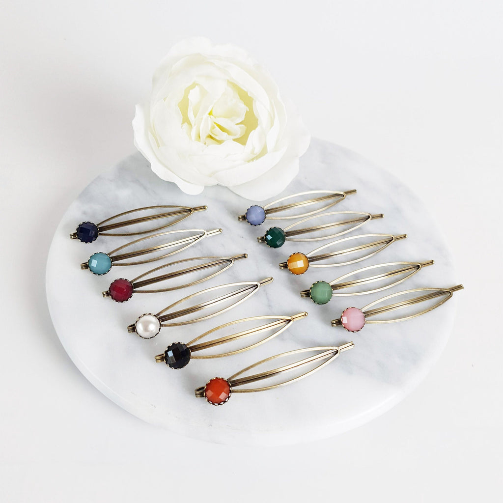 Circle Round Formica Hair Pin / Vintage Antique Three Line Hair Bobby Pin / Hair Accessory Pin for Woman