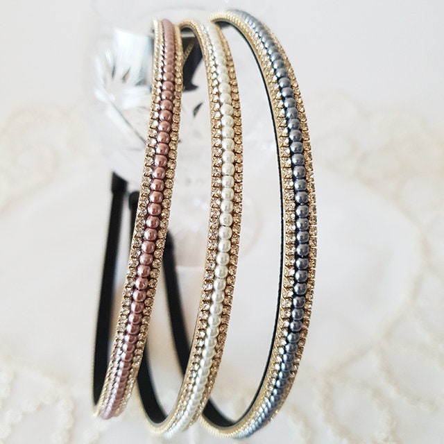 Simple Faux Pearl Headband / High Quality Headband with Faux Pearl and Cubic / Hair Accessories for Woman