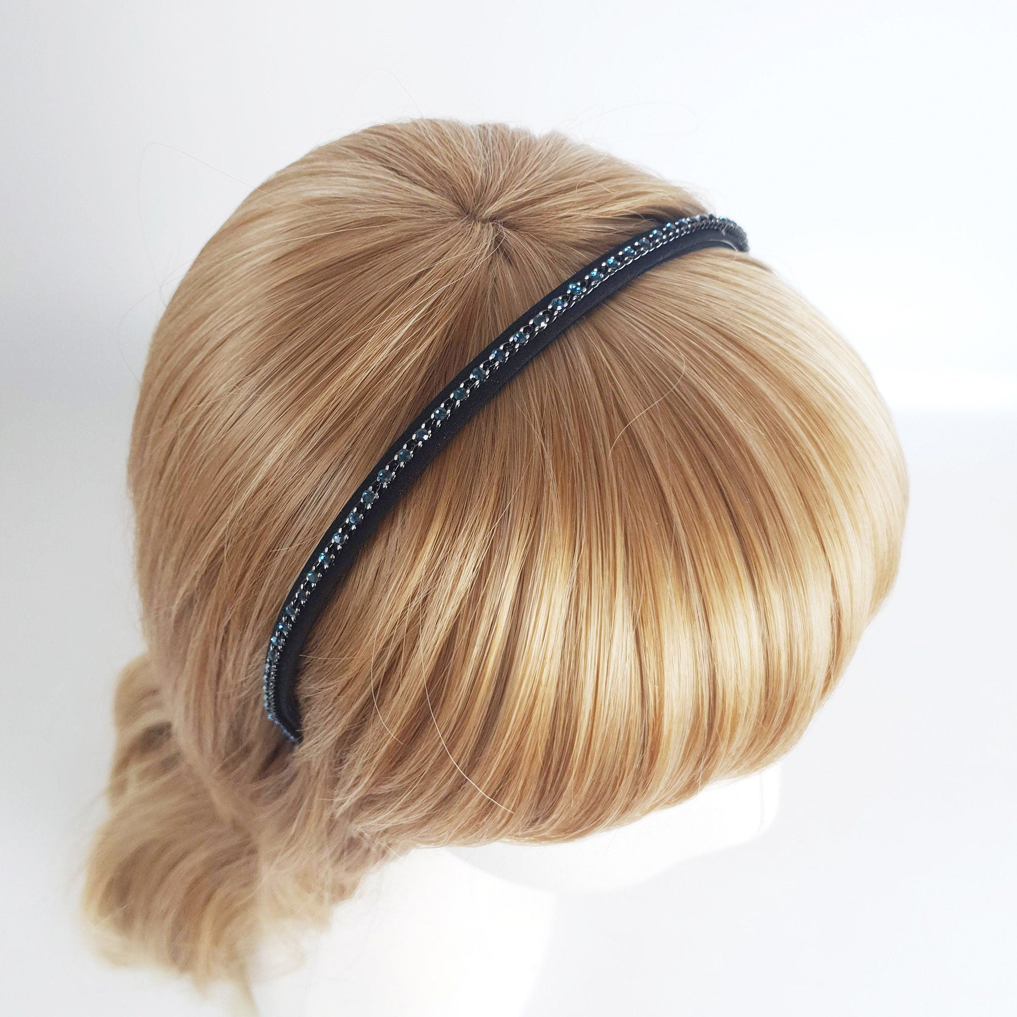 Black Metal Chain Headband / Thin Cubic Crystal Headband / Hair Accessories for Woman