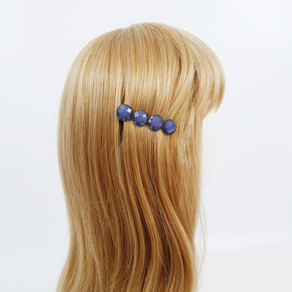Formica Love Ball Hair Barrette (2.4 Inch) / Diamond Cut Formica Stone Decorated Barrette / Vintage Antique Accessory for Woman