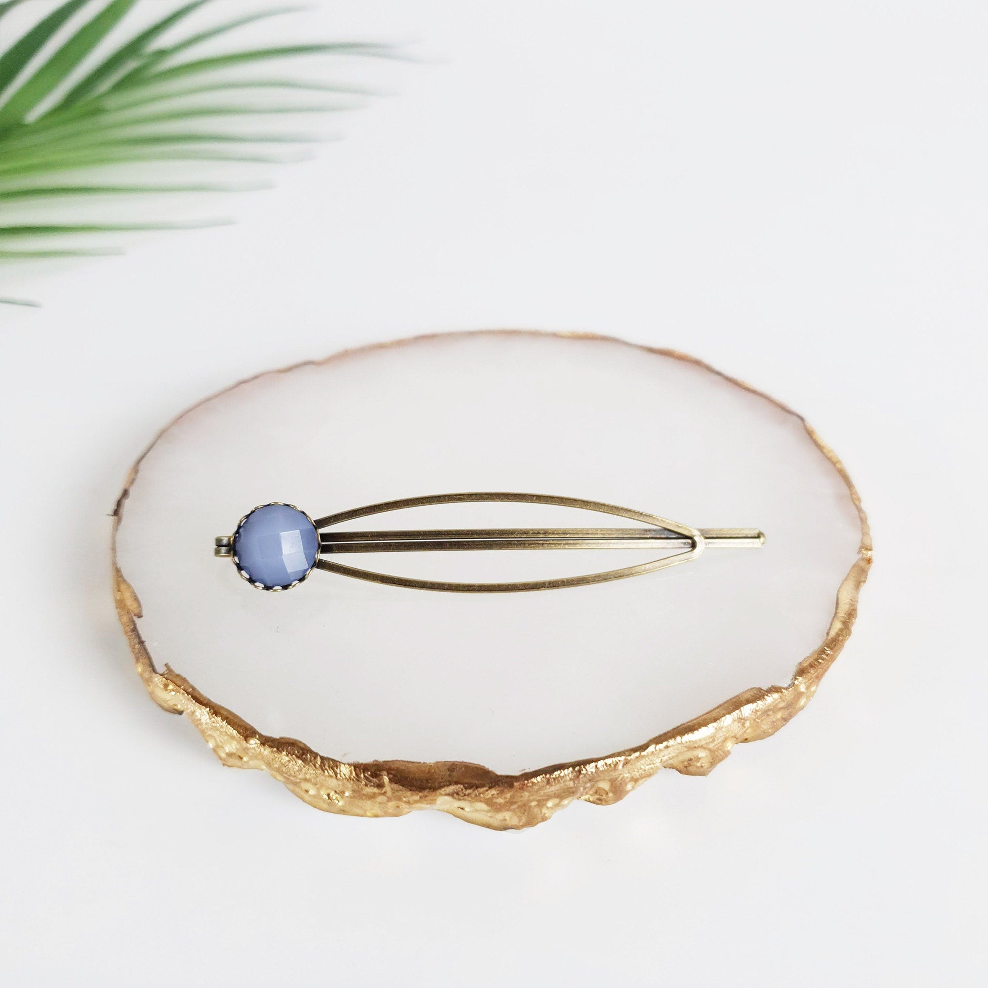 Circle Round Formica Hair Pin / Vintage Antique Three Line Hair Bobby Pin / Hair Accessory Pin for Woman