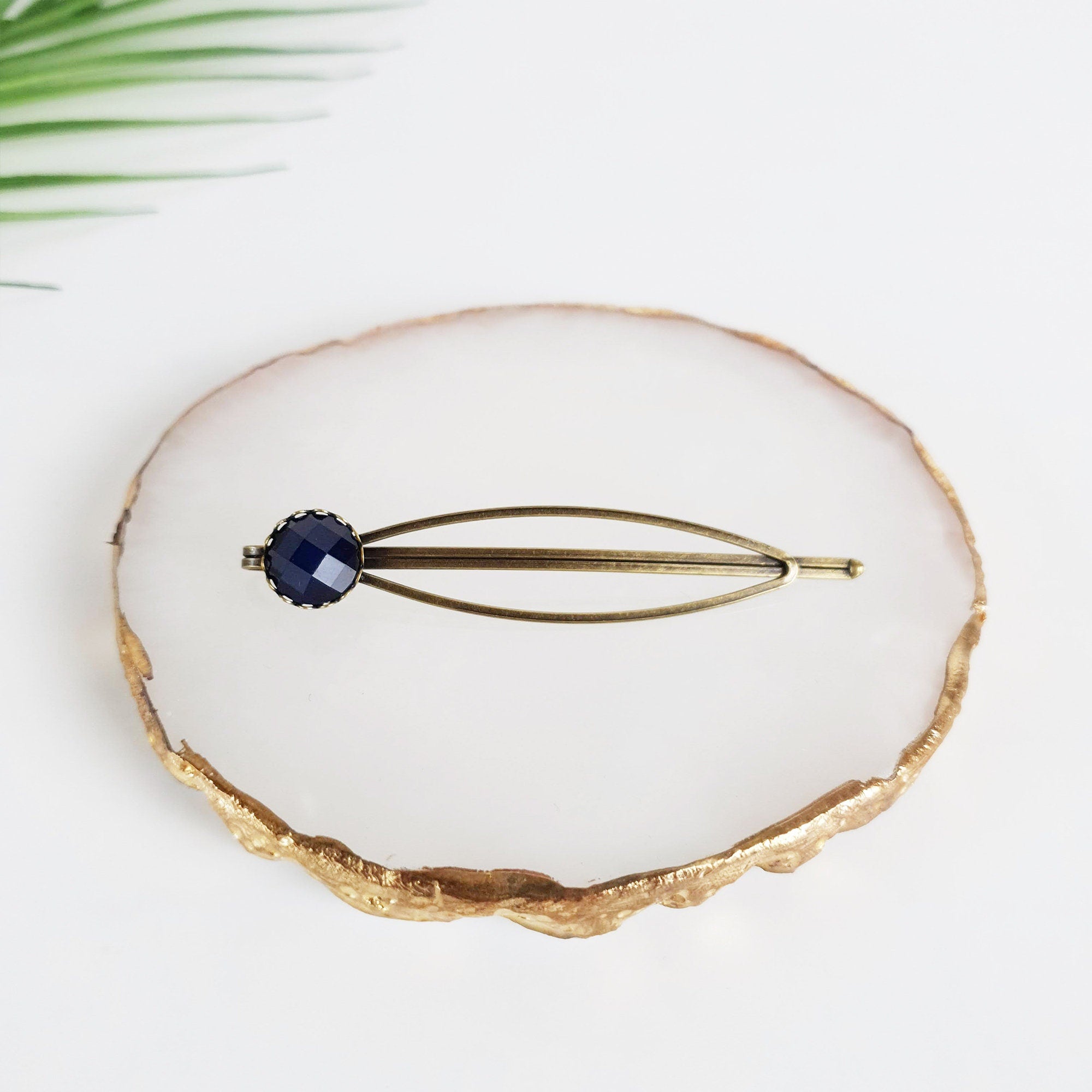 Circle Round Formica Hair Pin / Vintage Antique Three Line Hair Bobby Pin / Hair Accessory Pin for Woman