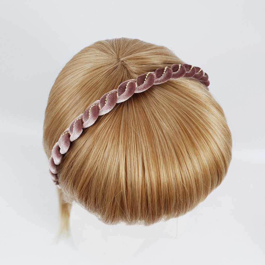 Velvet Twist Thin Headband / Mini Golden Ball Chain Print Headband / Hair Accessories for Woman / Velvet Headband