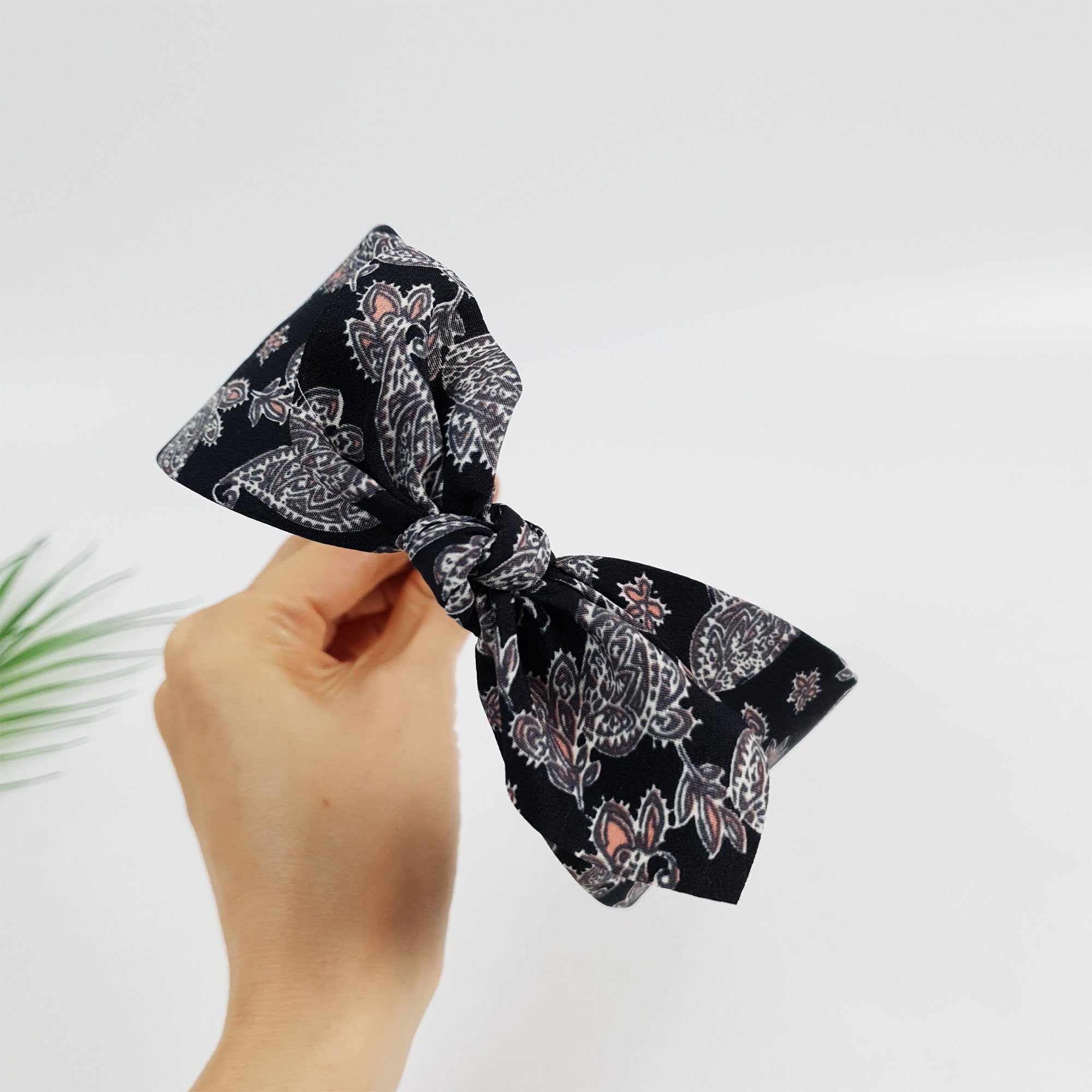 Urban Paisley Bandanna / Wide Ribbon Knotted Headband / Hair Turban For Woman / Hair Accessory