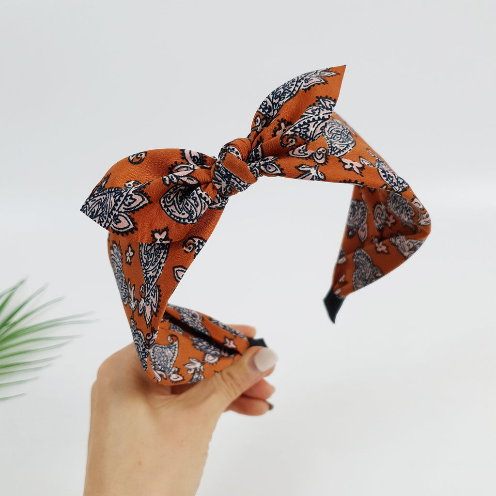 Urban Paisley Bandanna / Wide Ribbon Knotted Headband / Hair Turban For Woman / Hair Accessory