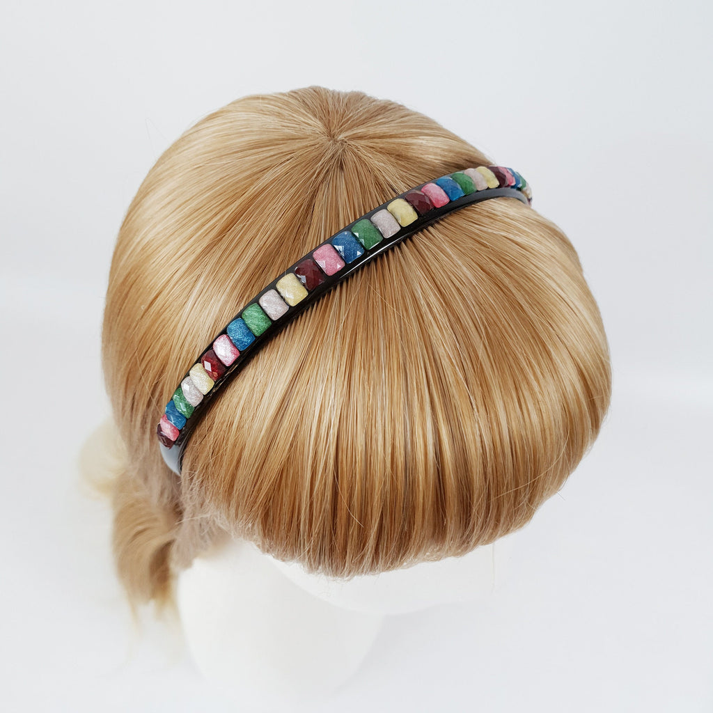 Square Formica Pearl Thin Headband / Daily Vintage Style Head Piece / Hair Accessory for Woman / Pearl Headband