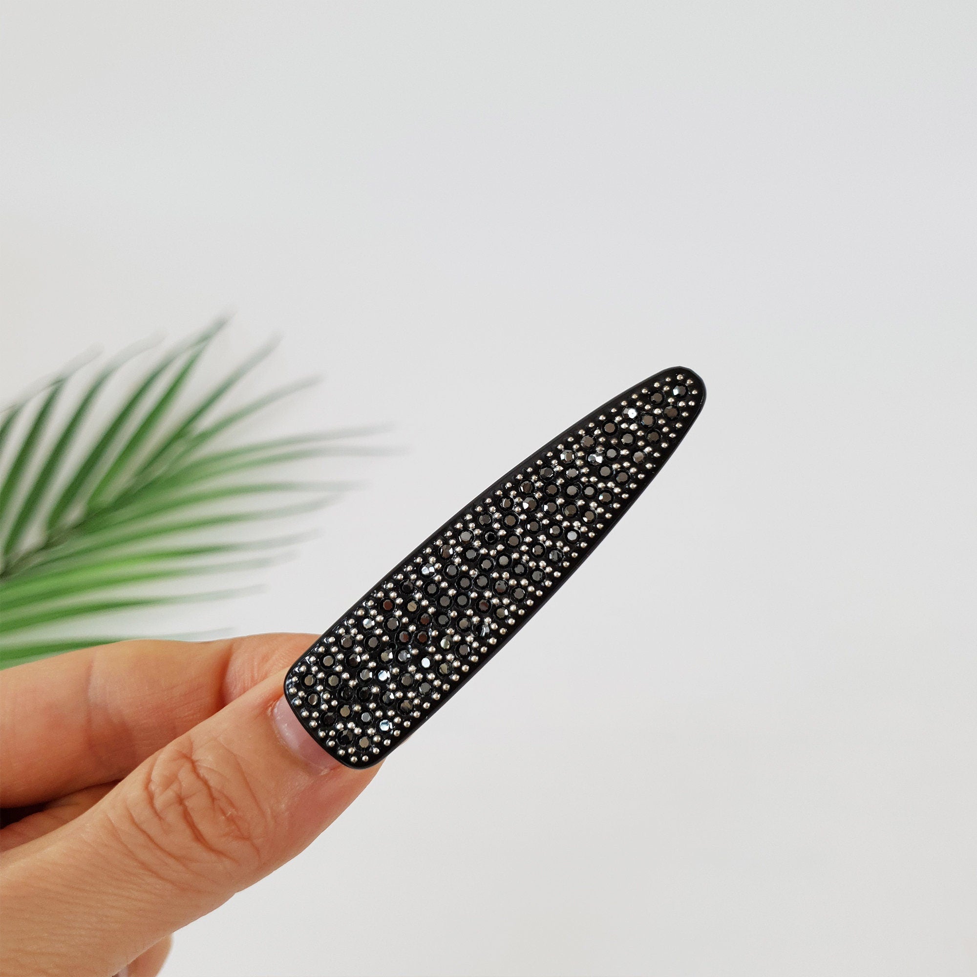 Black Cubic Triangle Hair Claw Clip / Luxurious French Hair Pin / Hair Accessory for Woman / Leopard Hair Clip