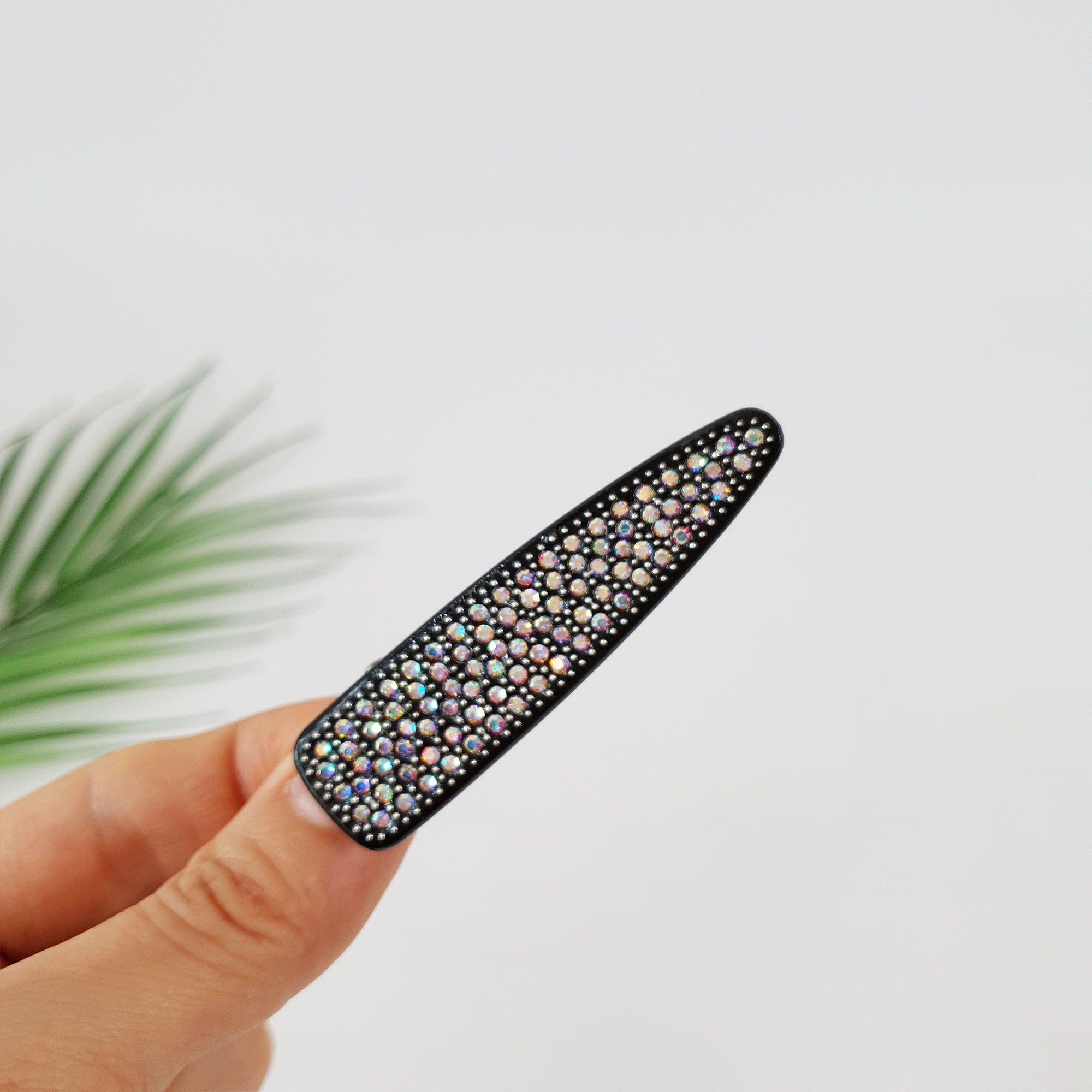 Black Cubic Triangle Hair Claw Clip / Luxurious French Hair Pin / Hair Accessory for Woman / Leopard Hair Clip