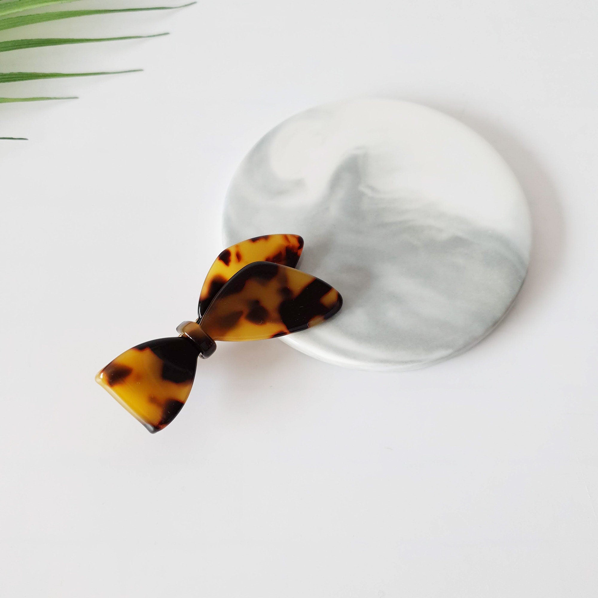 Scarf Ribbon Hair Clip / Tortoise Shell French Hair Pin / Hair Accessory for Woman / French Barrette
