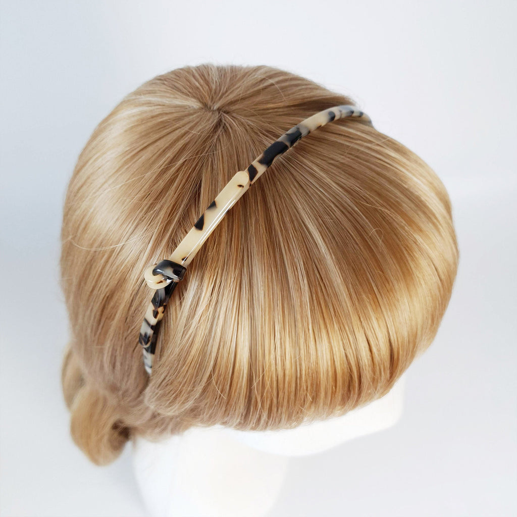 Tortoise Shell Daily Leopard Thin Twist Headband / Luxurious French Hair Pin / Hair Accessory for Woman / Ribbon Thin Headband