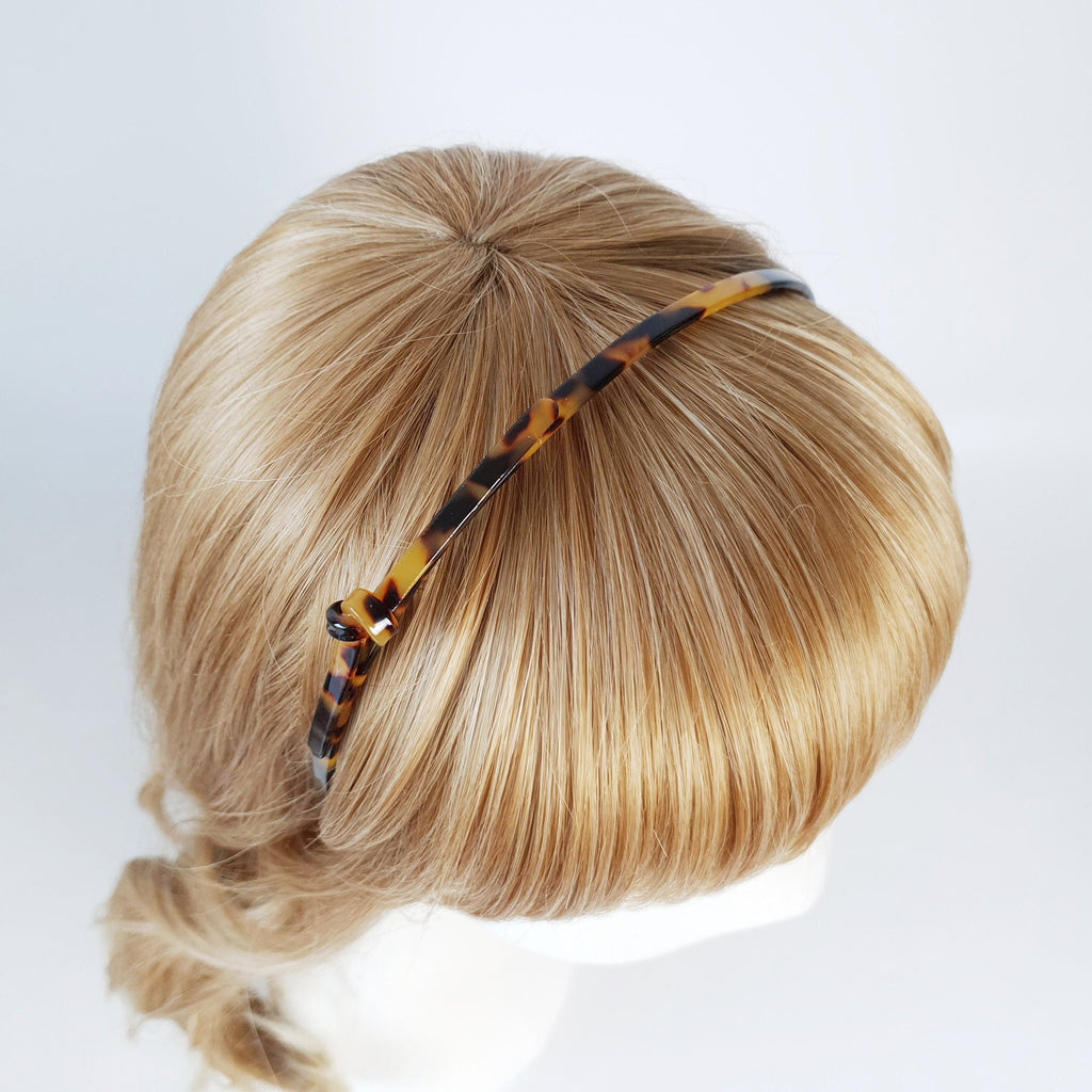 Tortoise Shell Daily Leopard Thin Twist Headband / Luxurious French Hair Pin / Hair Accessory for Woman / Ribbon Thin Headband