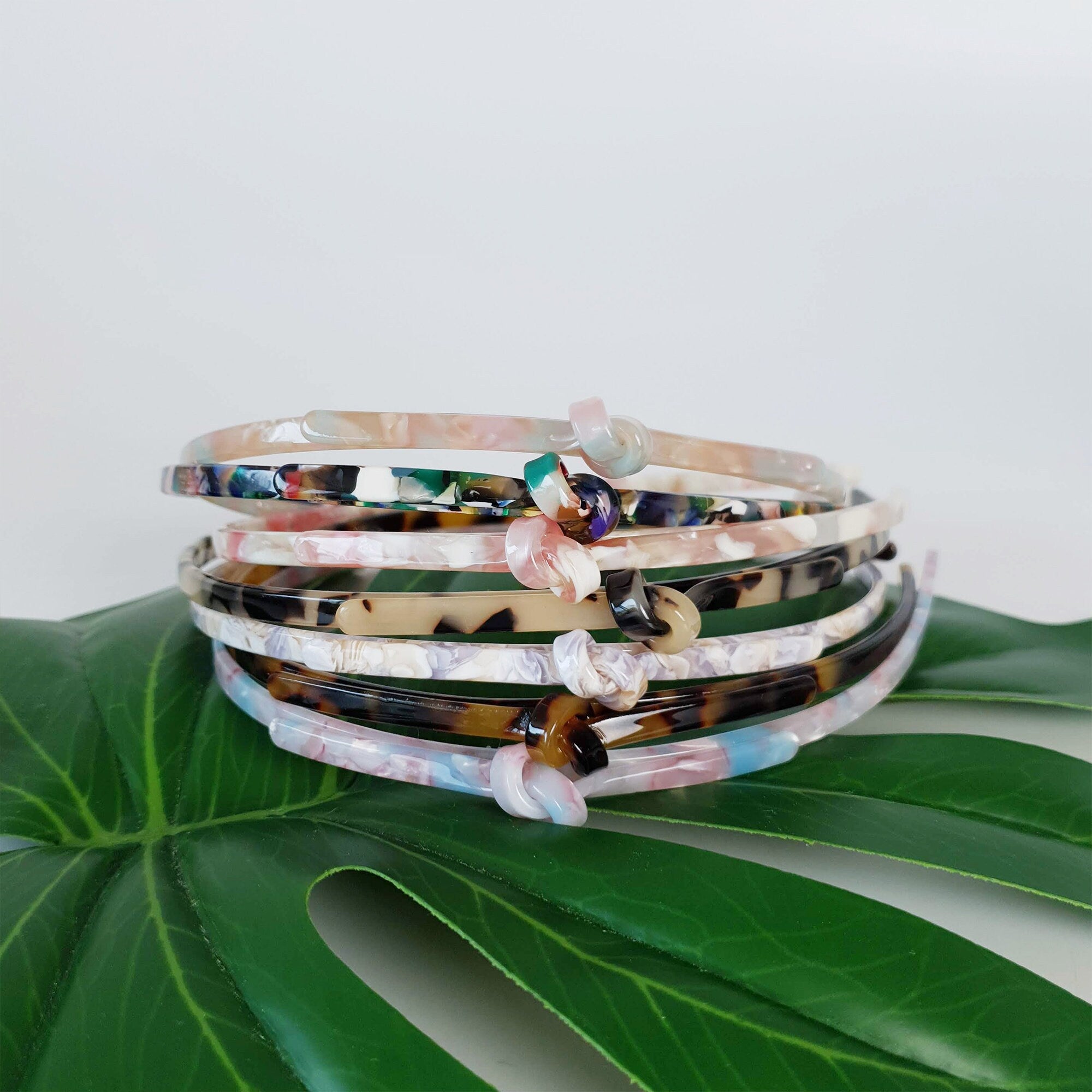 Tortoise Shell Daily Leopard Thin Twist Headband / Luxurious French Hair Pin / Hair Accessory for Woman / Ribbon Thin Headband