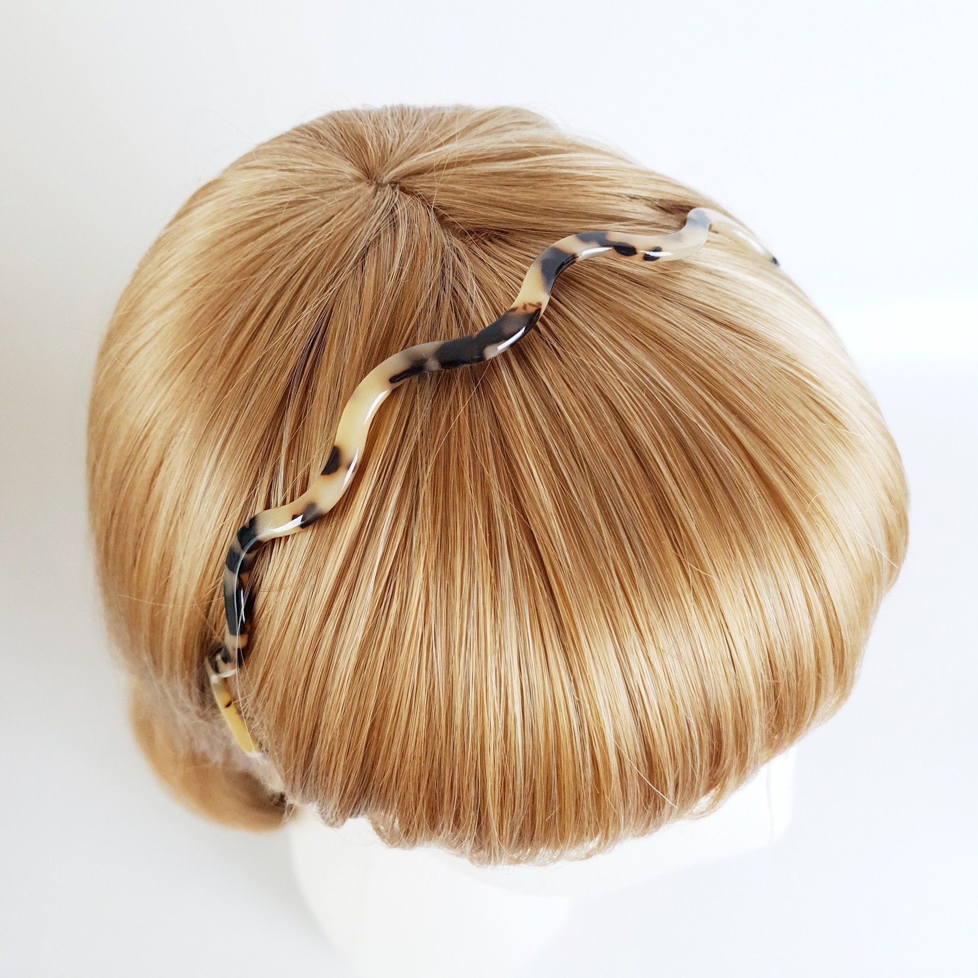 Tortoise Shell Thin Wave Twist Headband / Luxurious French Hair Pin / Hair Accessory for Woman / Alice Headband