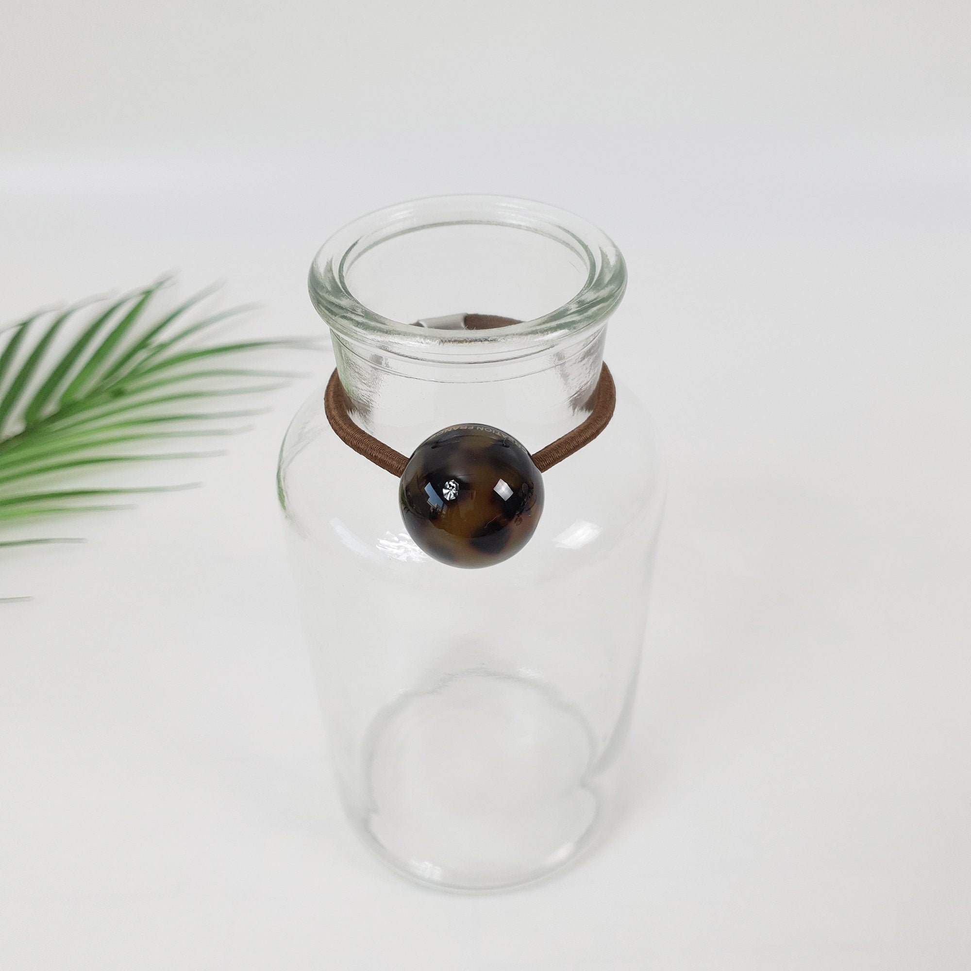Tortoise Shell Round Bead Hair Tie / Cute French Ponytail Holder / Hair Accessory for Woman / French Hair Pin / Hair Scrunchy