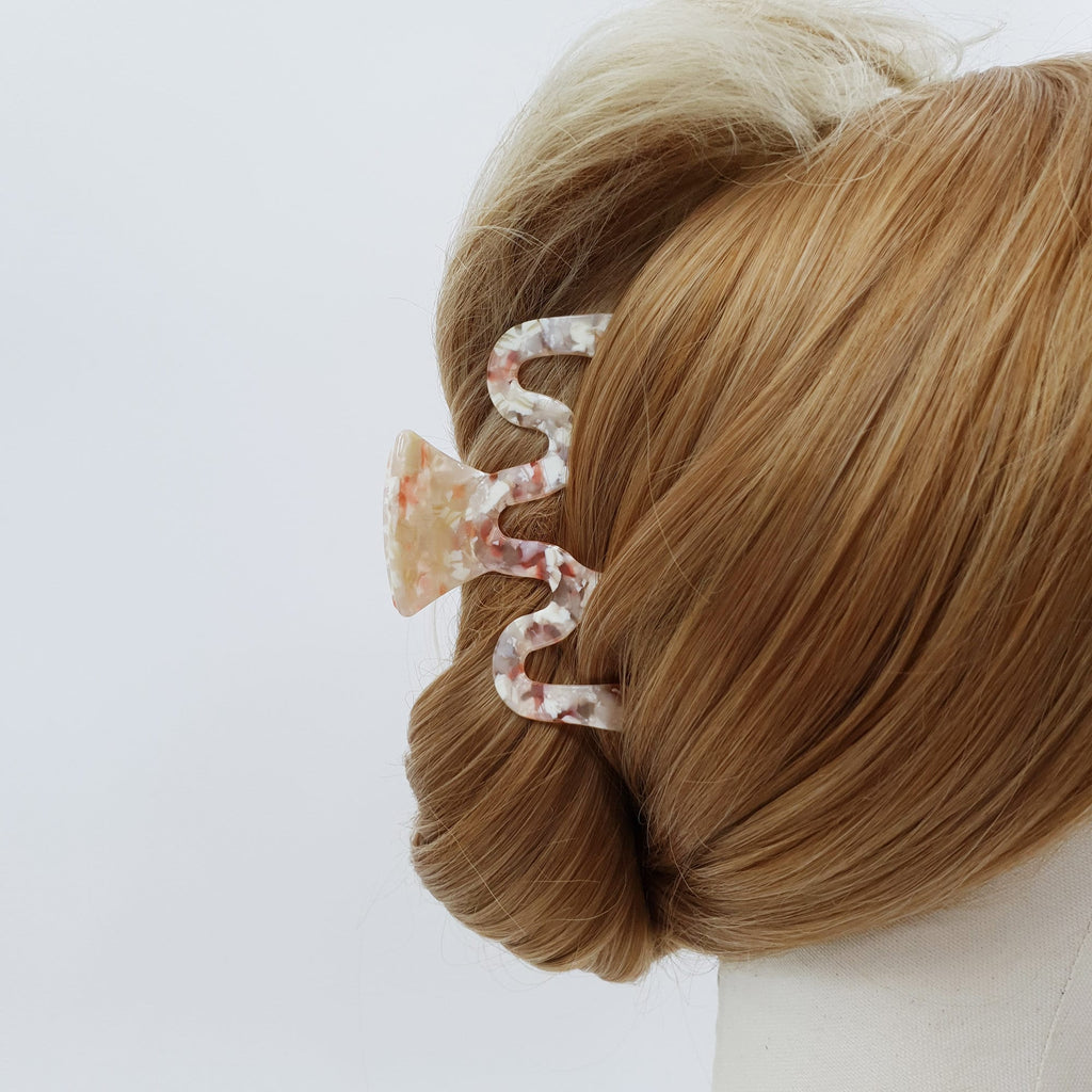 Tortoise Shell Zigzag Large Hair Clip / Luxurious French Hair Pin / Hair Claw Clip for Woman