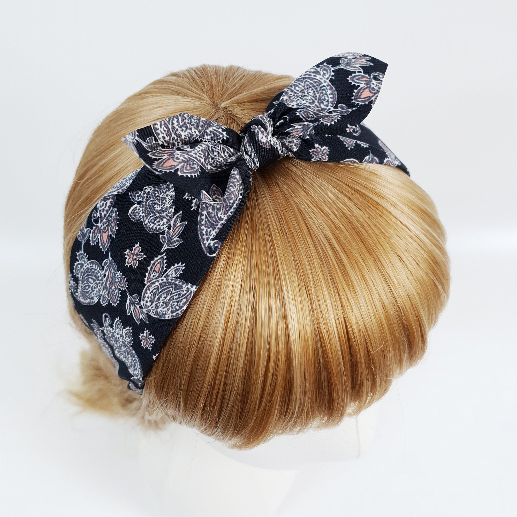 Urban Paisley Bandanna / Wide Ribbon Knotted Headband / Hair Turban For Woman / Hair Accessory