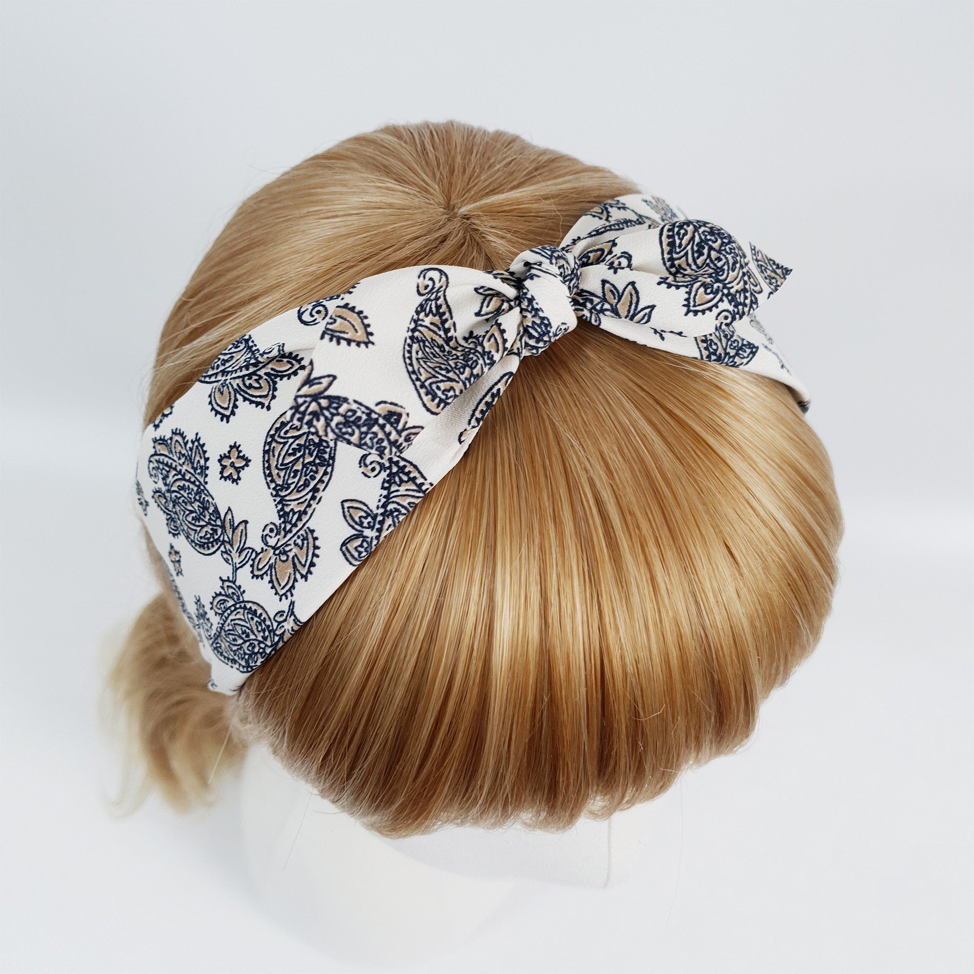 Urban Paisley Bandanna / Wide Ribbon Knotted Headband / Hair Turban For Woman / Hair Accessory