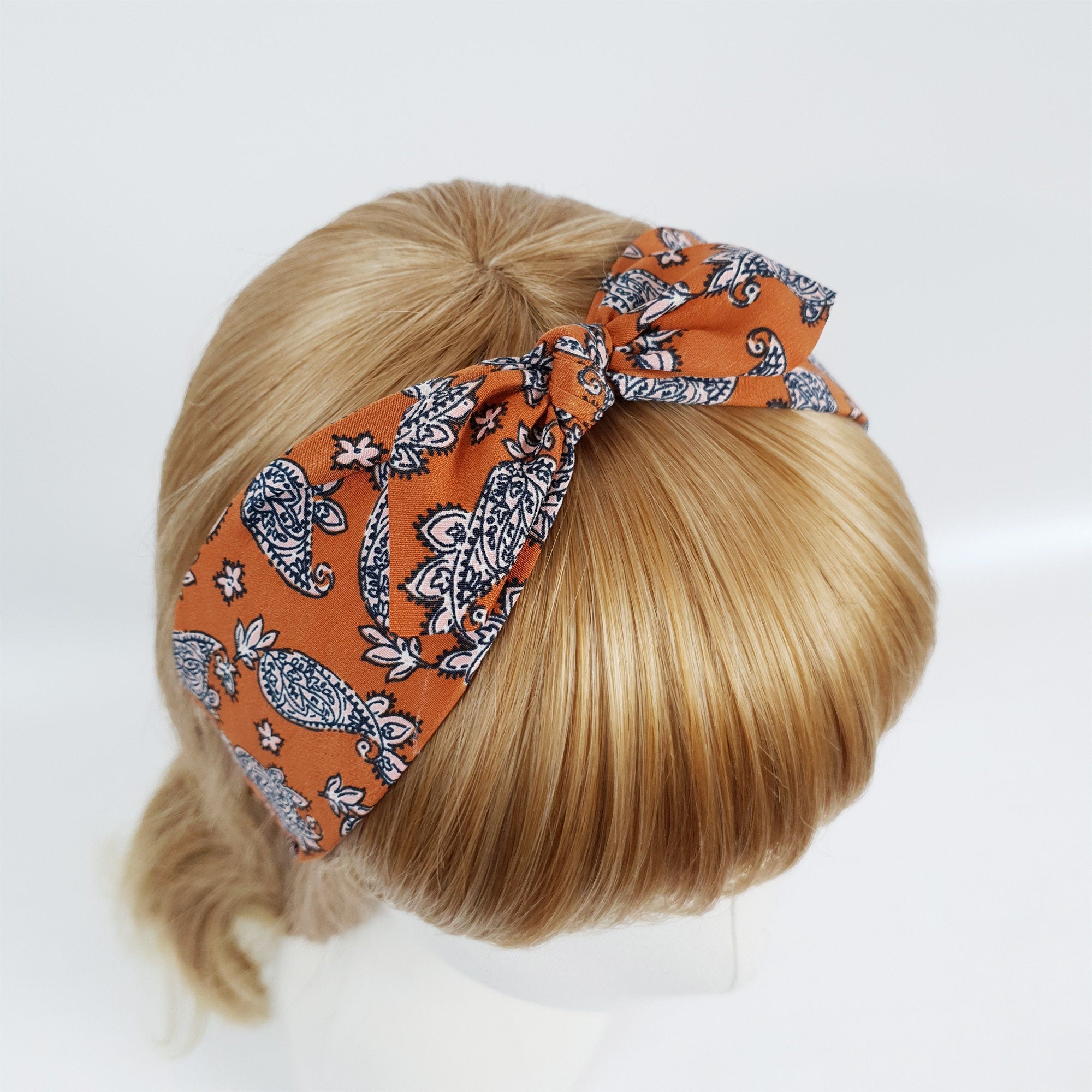Urban Paisley Bandanna / Wide Ribbon Knotted Headband / Hair Turban For Woman / Hair Accessory