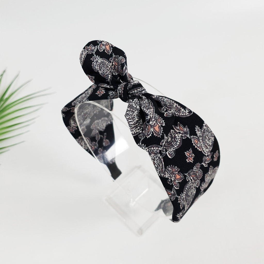 Urban Paisley Bandanna / Wide Ribbon Knotted Headband / Hair Turban For Woman / Hair Accessory