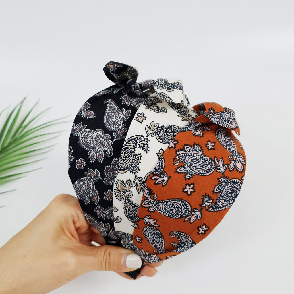Urban Paisley Bandanna / Wide Ribbon Knotted Headband / Hair Turban For Woman / Hair Accessory