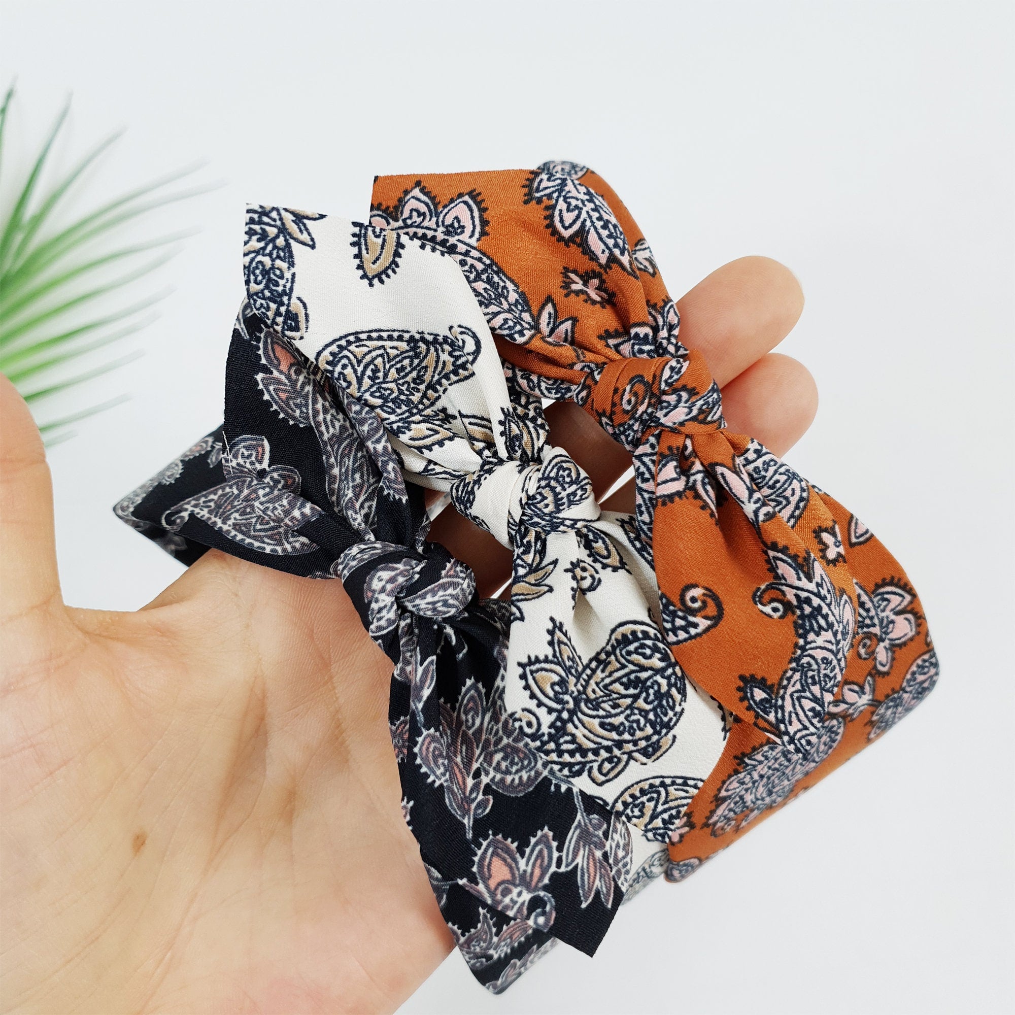 Urban Paisley Bandanna / Wide Ribbon Knotted Headband / Hair Turban For Woman / Hair Accessory