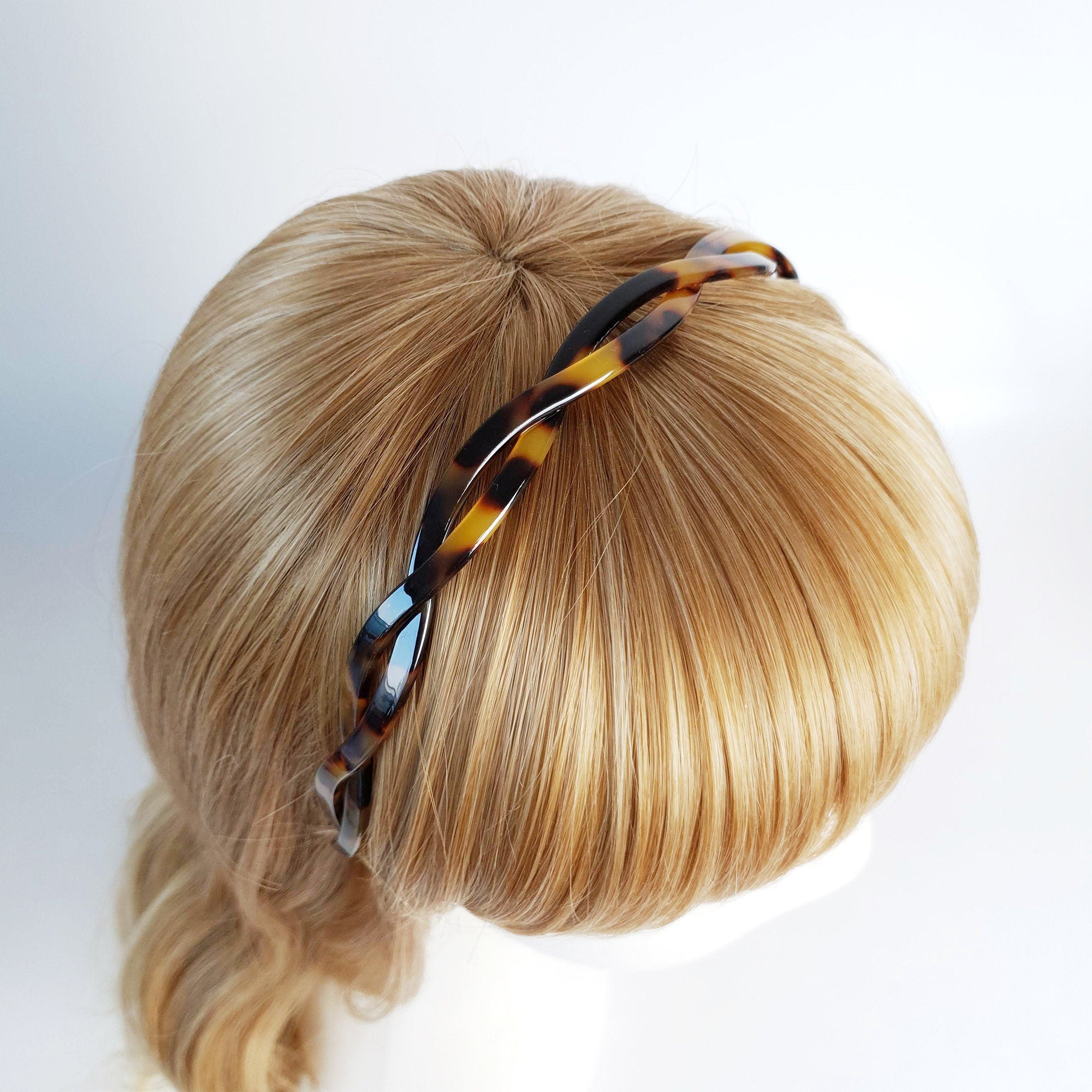 Tortoise Shell Two Line Twist Headband / Simple French Hair Pin / Hair Accessory for Woman / Thin Headband / Alice Headband