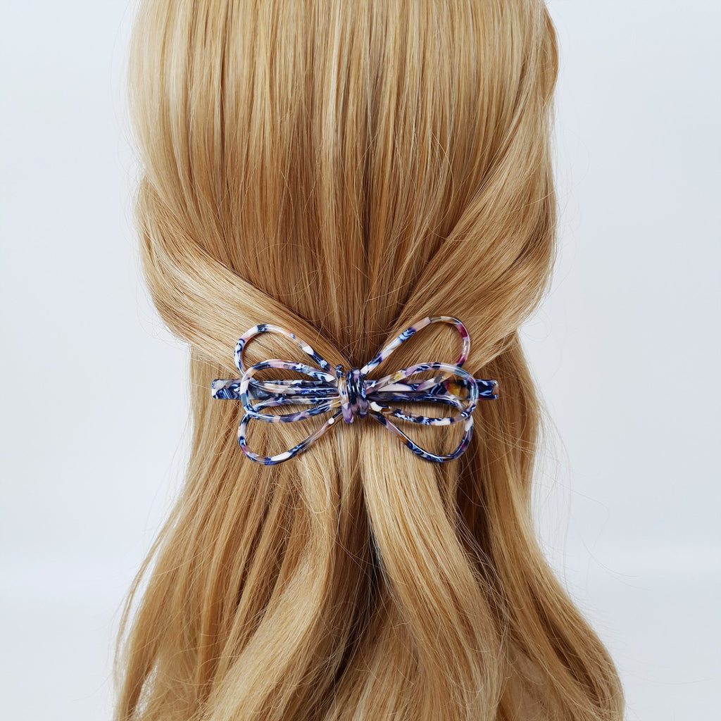 Tortoise Shell Triple Ribbon Hair Barrette (4.3 Inch) / Luxurious French Hair Pin / Hair Accessory for Woman / Automatic Hair Pin