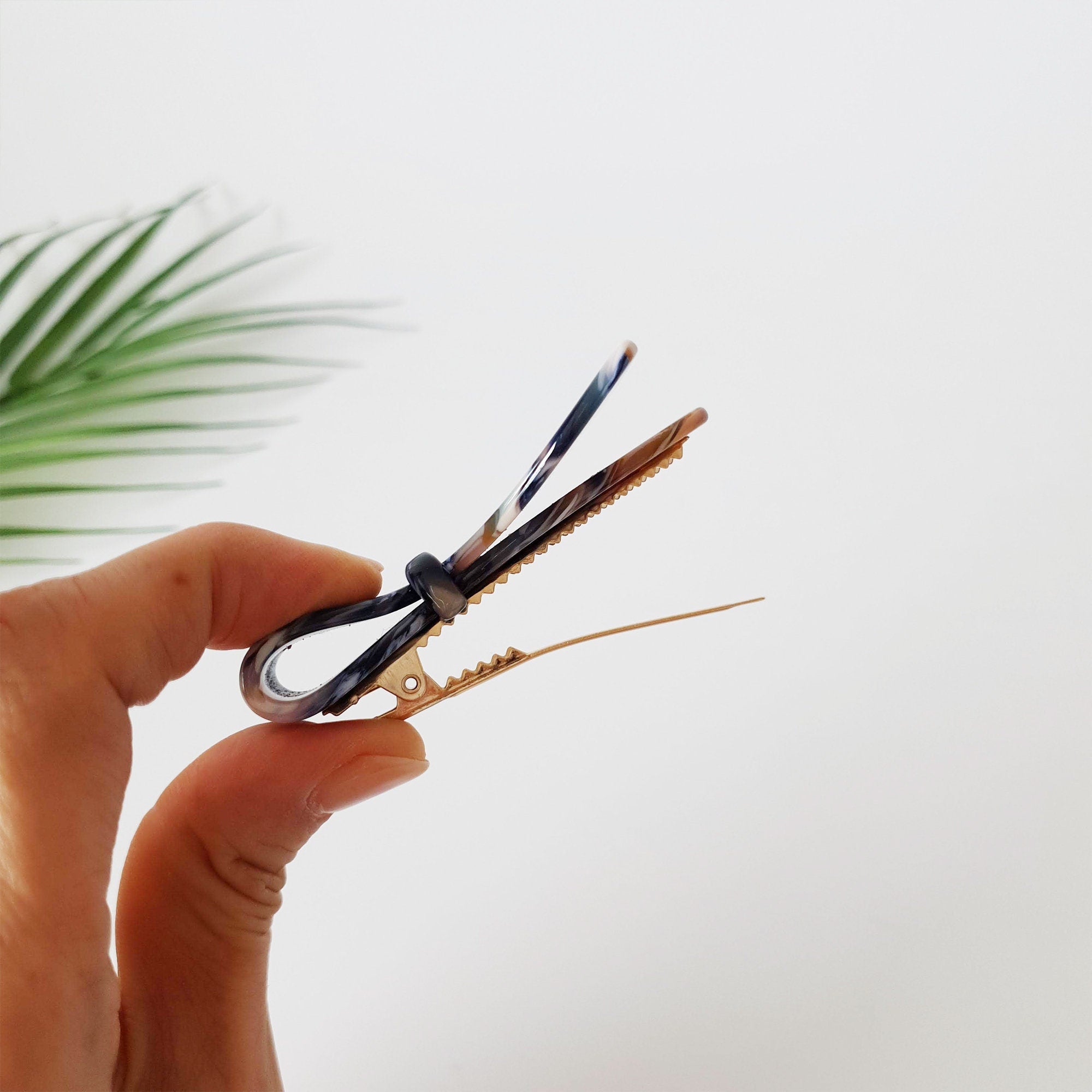 Scarf Ribbon Hair Clip / Tortoise Shell French Hair Pin / Hair Accessory for Woman / French Barrette