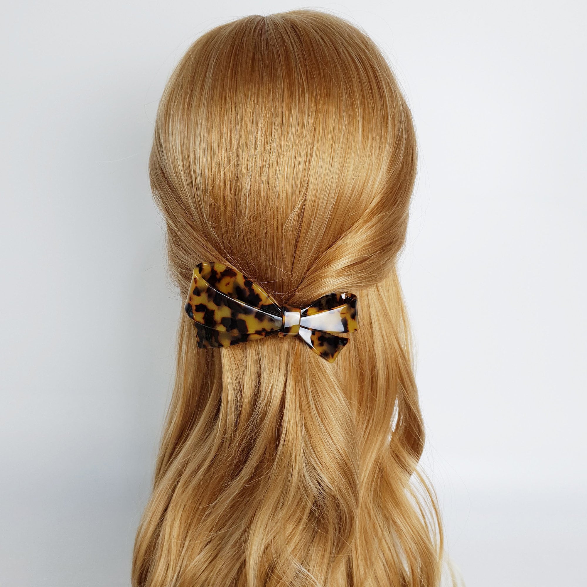 Pastel Color Leopard Big Ribbon Hair Barrette / Luxurious French Hair Pin / Hair Accessory for Woman / Automatic Hair Clip