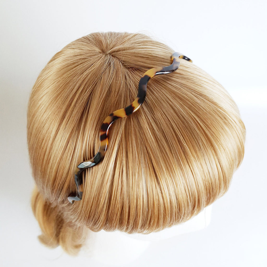 Tortoise Shell Thin Wave Twist Headband / Luxurious French Hair Pin / Hair Accessory for Woman / Alice Headband