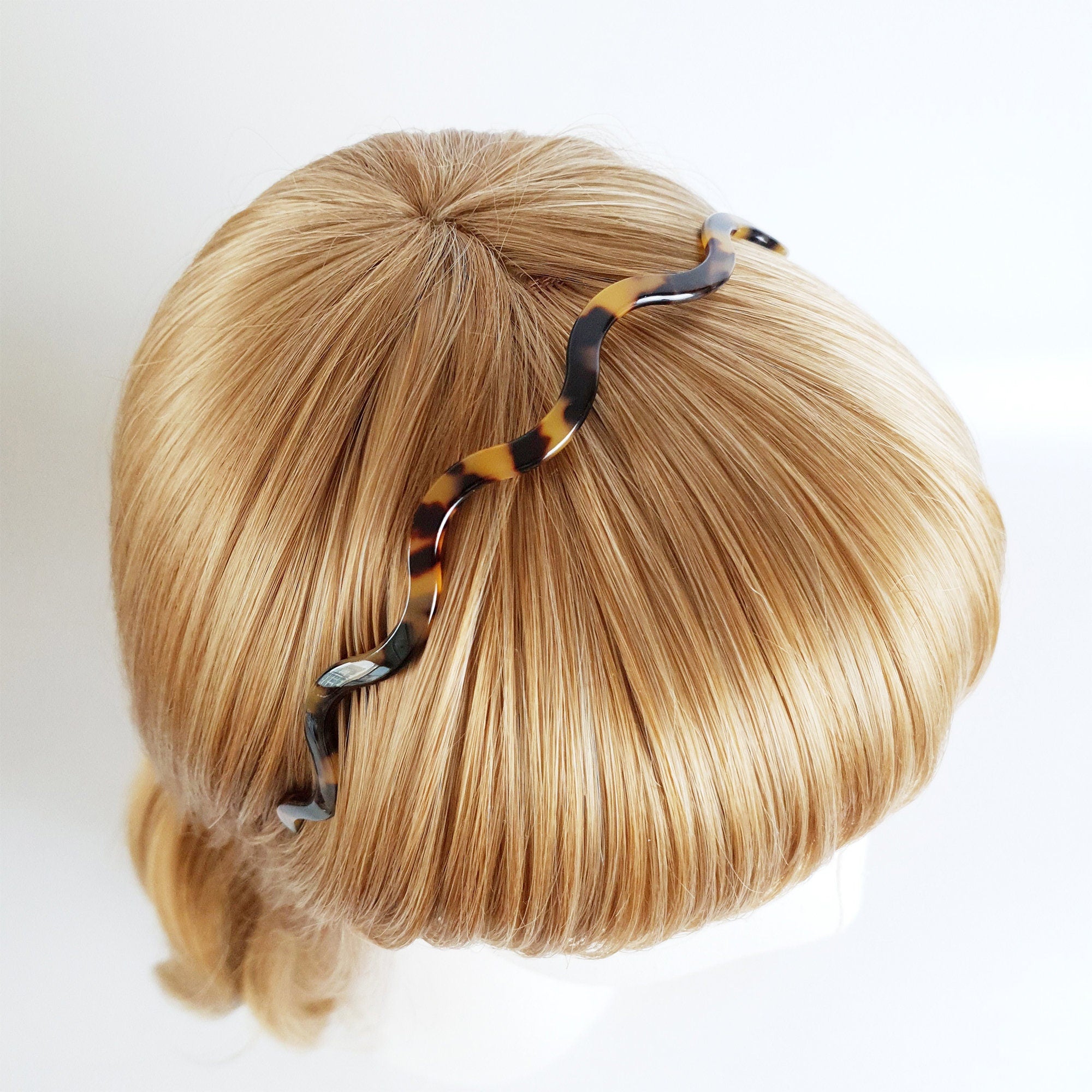 Tortoise Shell Thin Wave Twist Headband / Luxurious French Hair Pin / Hair Accessory for Woman / Alice Headband
