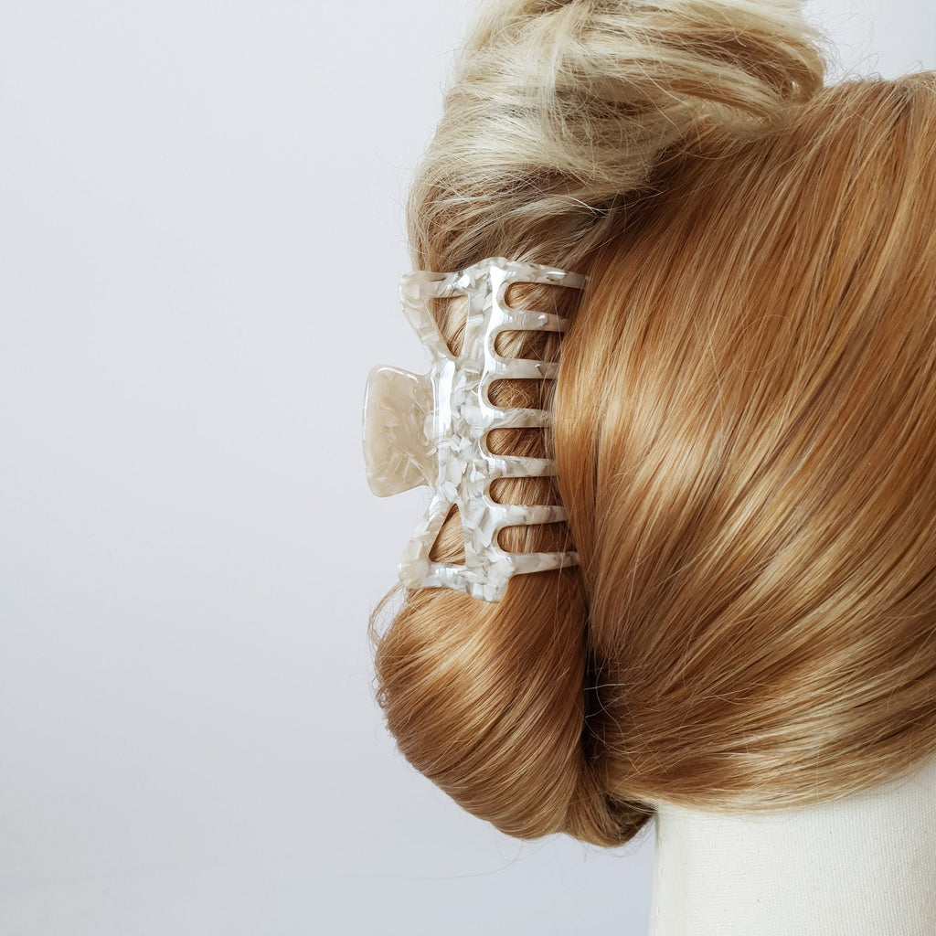 Tortoise Marble Fashionable Linda Hair Clip 3.3 Inch Medium Size/ Luxurious French Hair Clip / Hair Claw for Woman