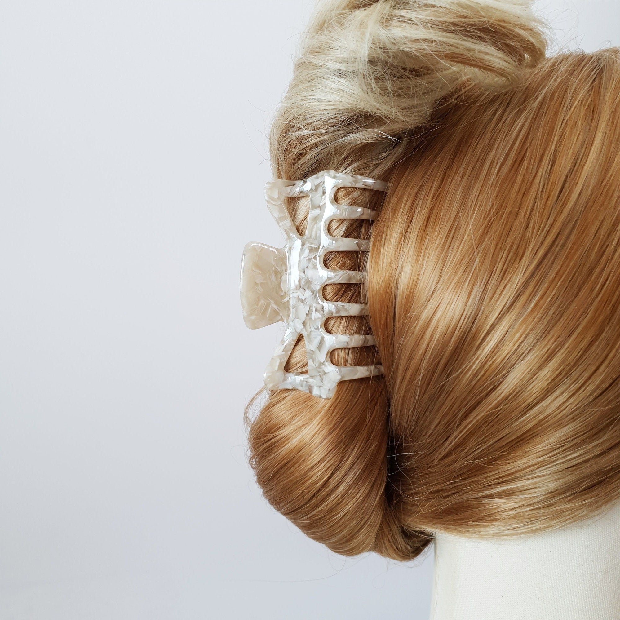 Tortoise Marble Fashionable Linda Hair Clip 3.3 Inch Medium Size/ Luxurious French Hair Clip / Hair Claw for Woman
