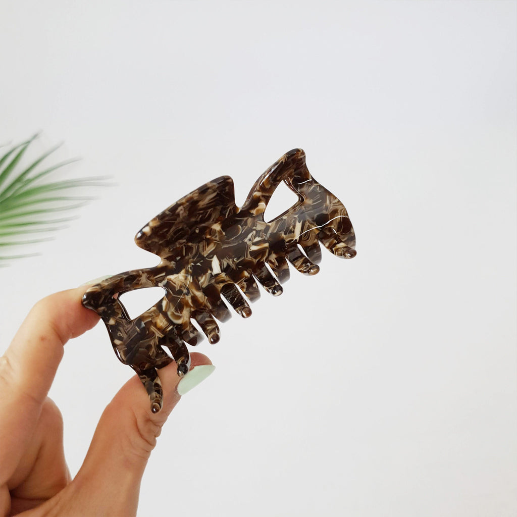 Tortoise Marble Fashionable Linda Hair Clip 3.3 Inch Medium Size/ Luxurious French Hair Clip / Hair Claw for Woman