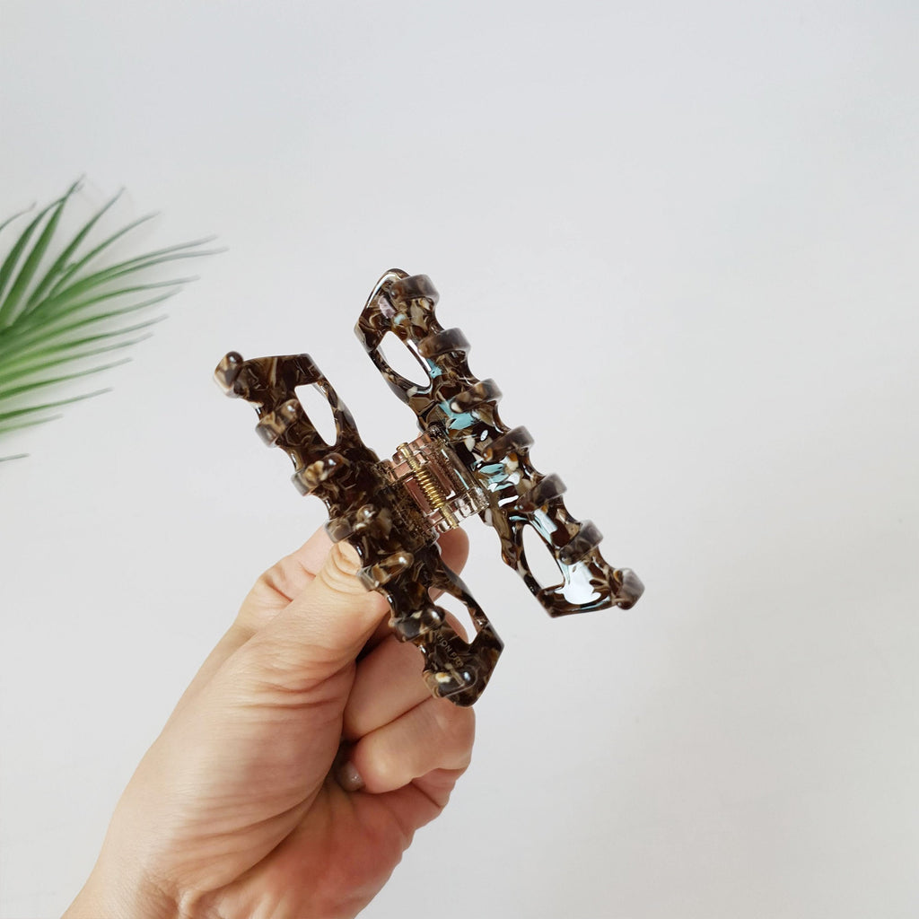 Tortoise Marble Fashionable Linda Hair Clip 3.3 Inch Medium Size/ Luxurious French Hair Clip / Hair Claw for Woman