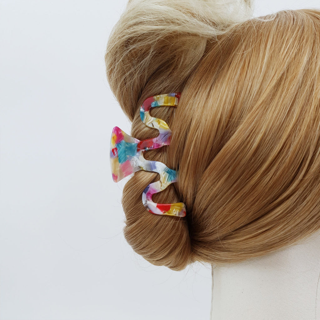 Tortoise Shell Zigzag Large Hair Clip / Luxurious French Hair Pin / Hair Claw Clip for Woman
