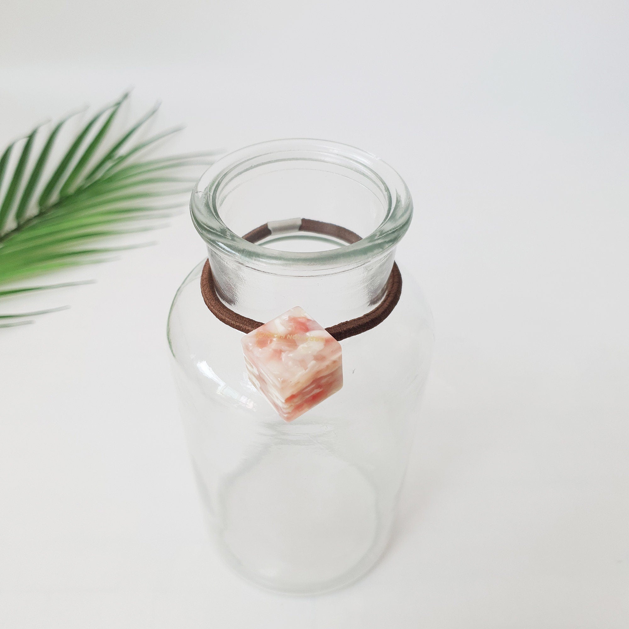 Tortoise Shell Art Cube Square Simple Hair Tie / Cute Ponytail Holder / Hair Accessory for Woman / French Hair Pin / Hair Scrunchy