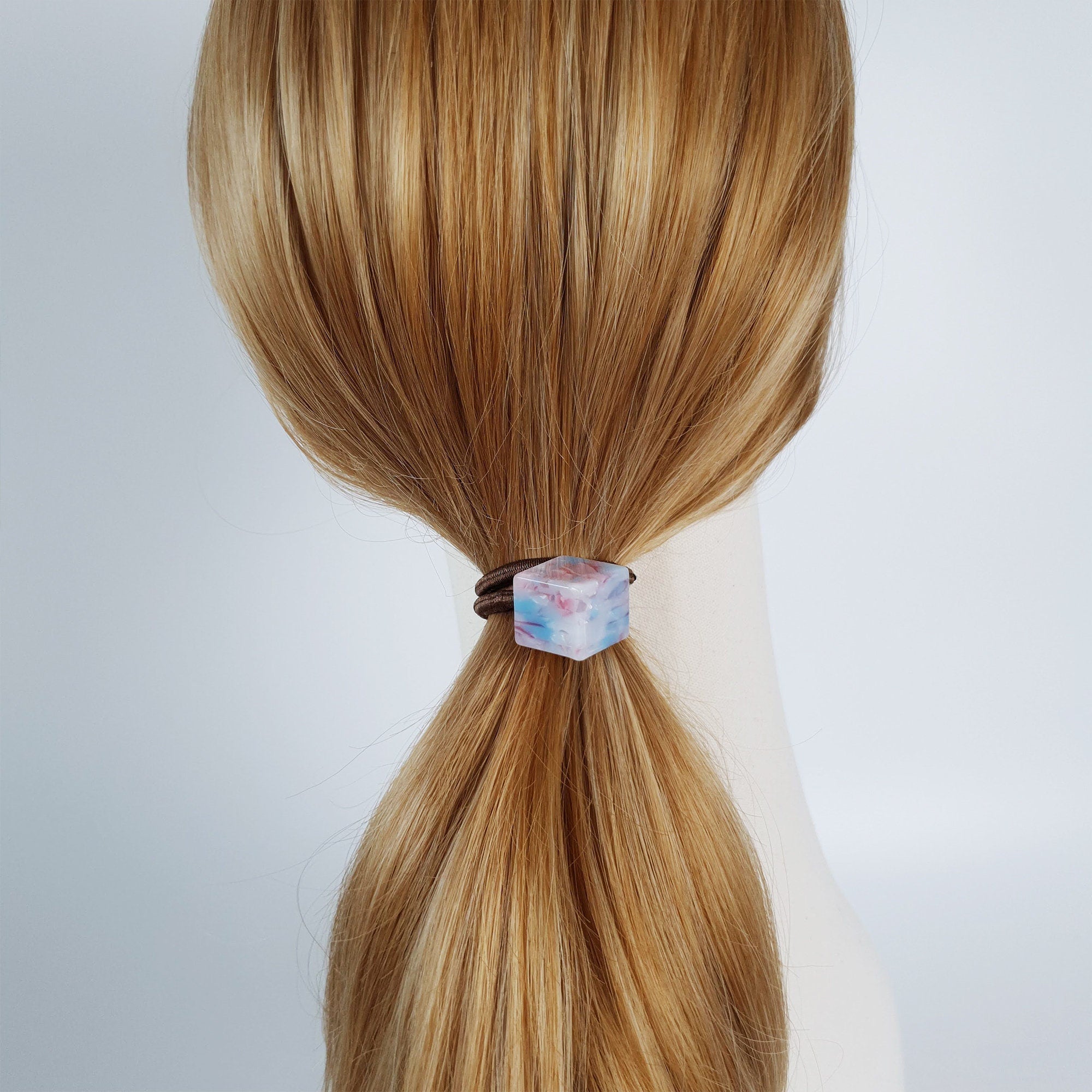 Tortoise Shell Art Cube Square Simple Hair Tie / Cute Ponytail Holder / Hair Accessory for Woman / French Hair Pin / Hair Scrunchy