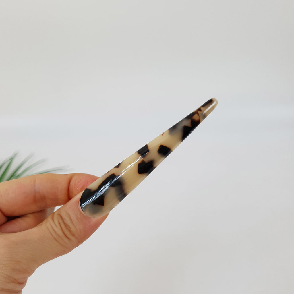 Tortoise Shell Medium Size Alligator Hair Clip (3.3 Inch) / Luxurious Cellulose Leopard French Hair Clip / Hair Accessory for Woman