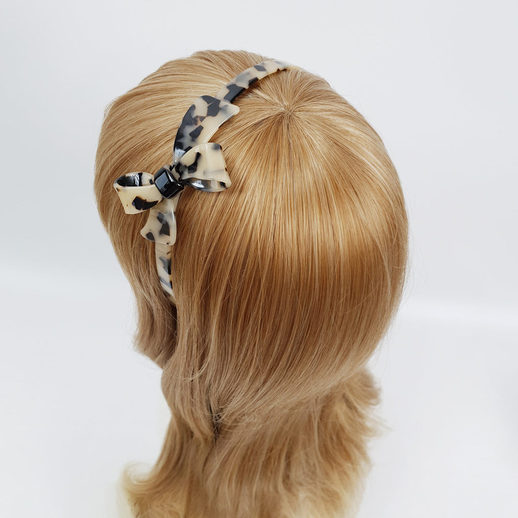 Leopard Double Ribbon Thin Headband / Elegant Tortoise Shell Headband / Hair Accessories for Woman