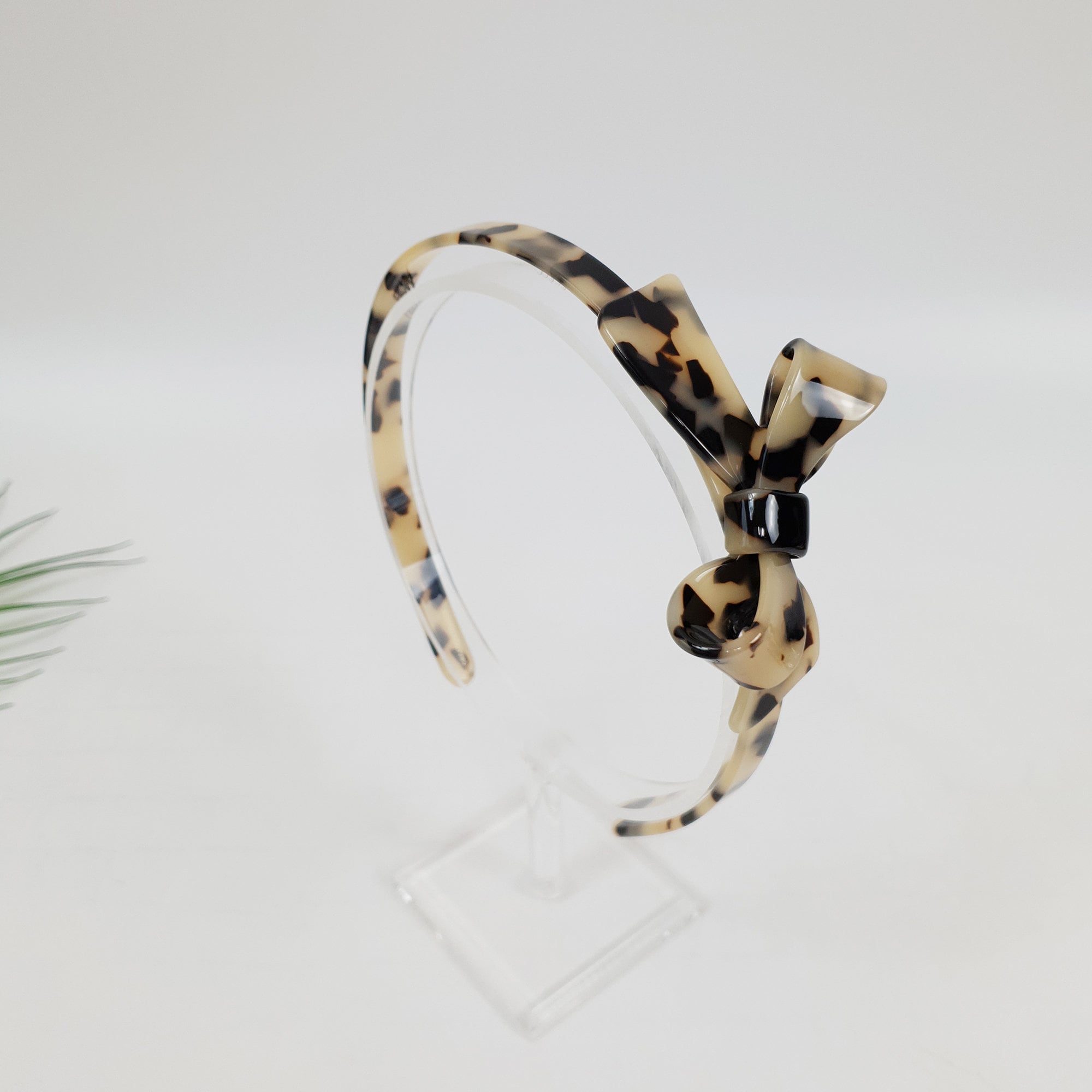 Leopard Double Ribbon Thin Headband / Elegant Tortoise Shell Headband / Hair Accessories for Woman