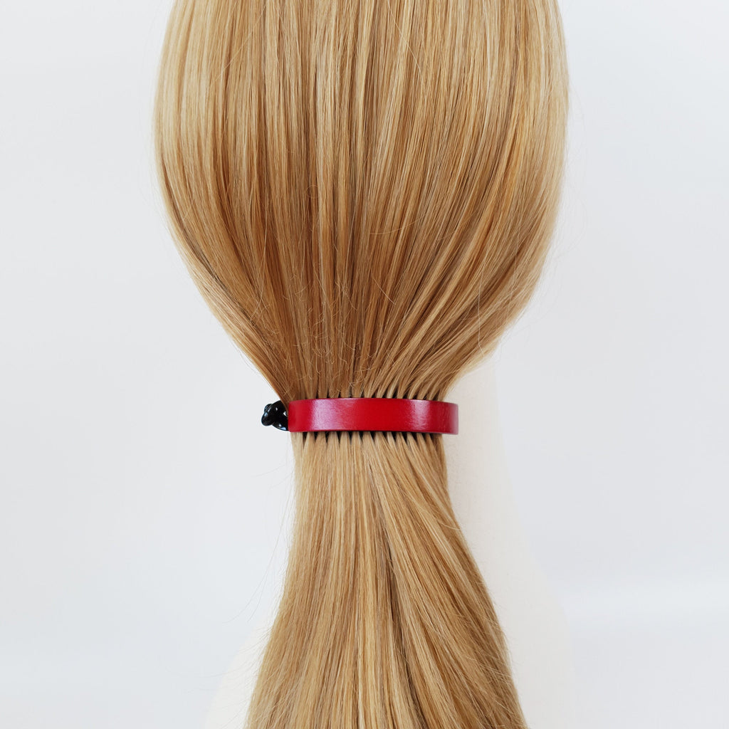 Real Leather Half Moon Claw Clip / Vintage Hair Comb Barrette / Clincher Comb Hair Accessory / Banana Clip