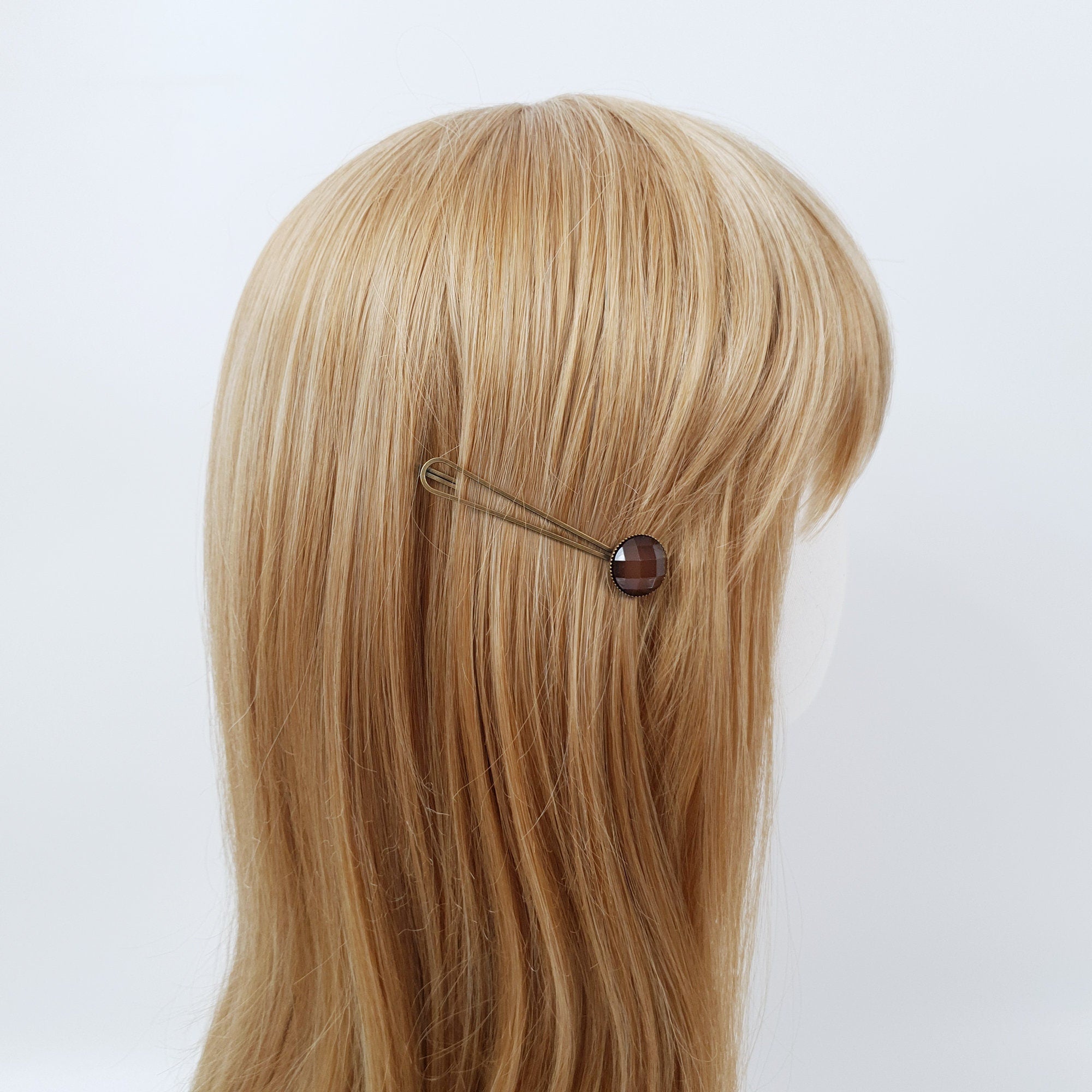 Circle Formica Small Hair Pin / Vintage Antique Three Line Hair Bobby Pin / Hair Accessory Pin for Woman / Snap Clip for Thin Hair