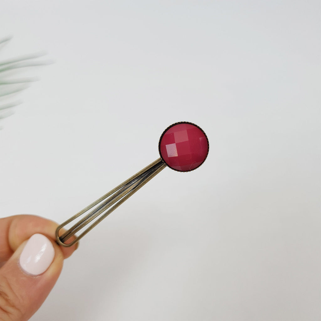 Circle Formica Small Hair Pin / Vintage Antique Three Line Hair Bobby Pin / Hair Accessory Pin for Woman / Snap Clip for Thin Hair
