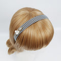 Tweed Hound Tooth Check Thin Headband / Elegant Headband with Pearl Cubic / Hair Accessories for Woman / Pearl Headband